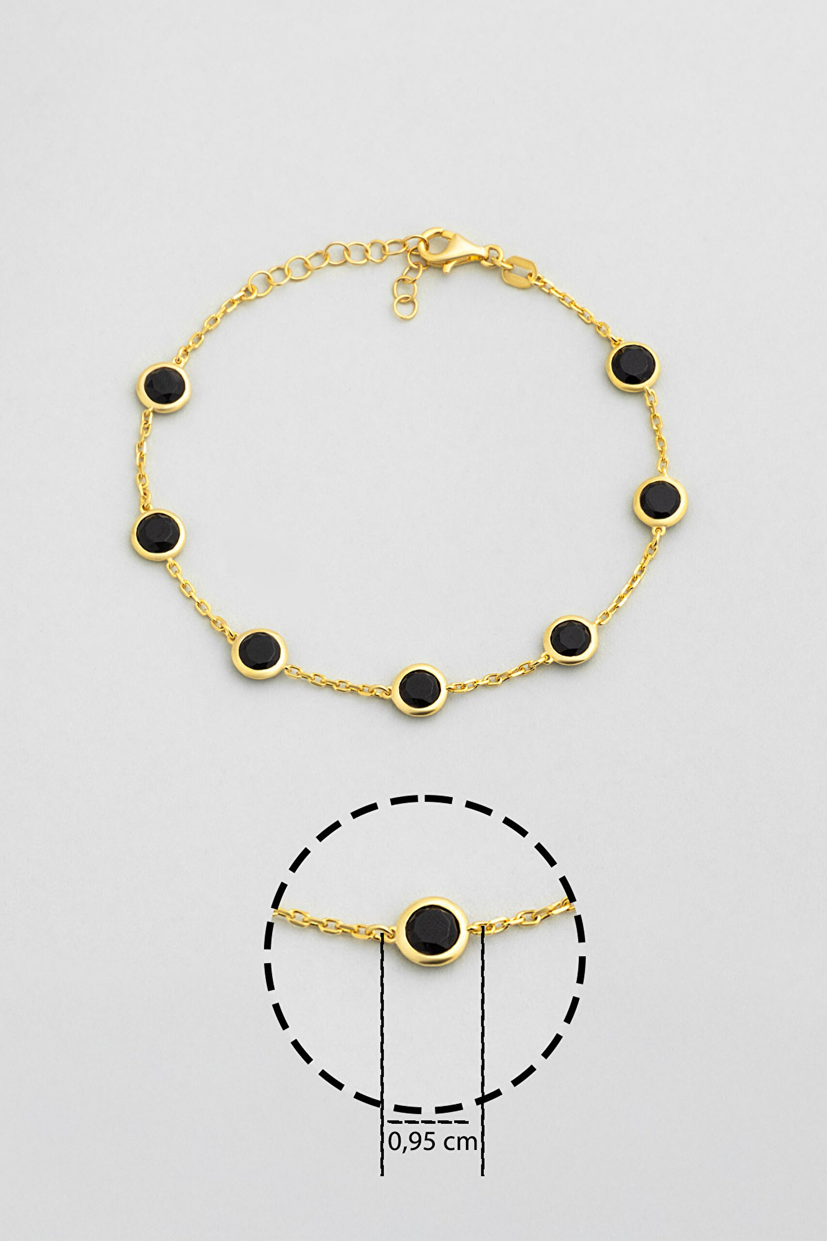 ⁠ Glowy 18 Ayar Sarı Altın Kaplama 19 Cm Gümüş Bileklik_2}