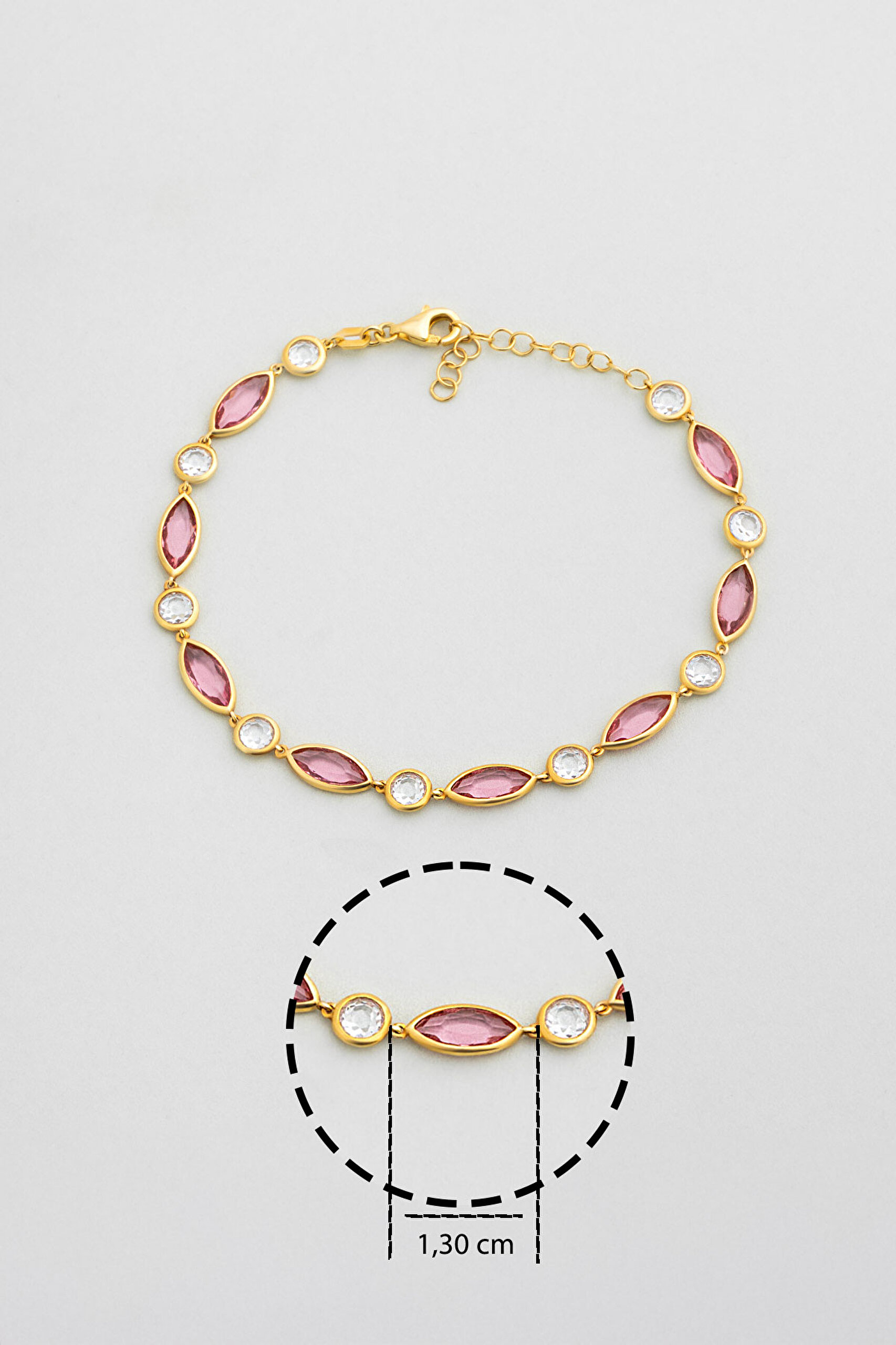 ⁠ Melody 18 Ayar Sarı Altın Kaplama 20 Cm Gümüş Bileklik_2}