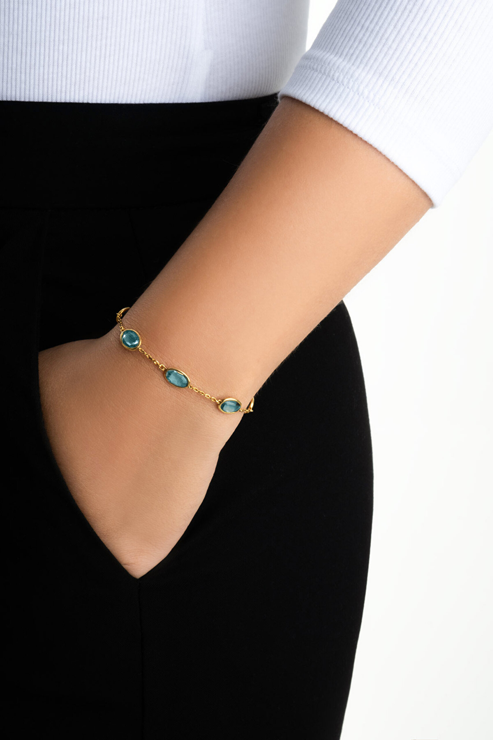 ⁠ Harmony 18 Ayar Sarı Altın Kaplama 20 Cm Gümüş Bileklik_3}