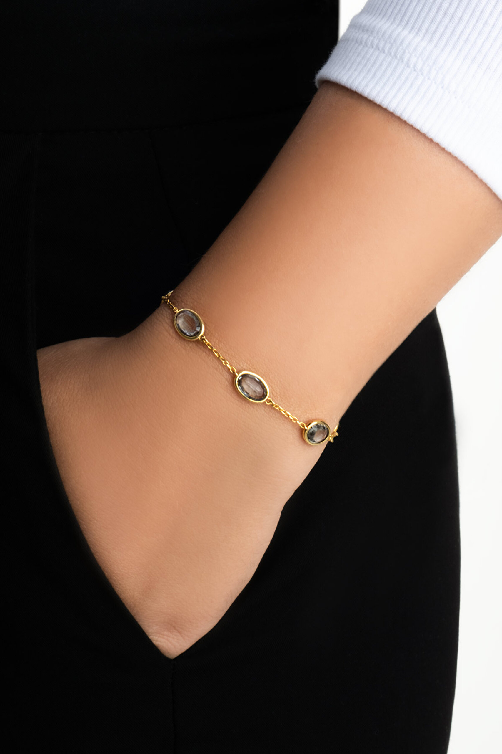 ⁠ Harmony 18 Ayar Sarı Altın Kaplama 20 Cm Gümüş Bileklik_1}