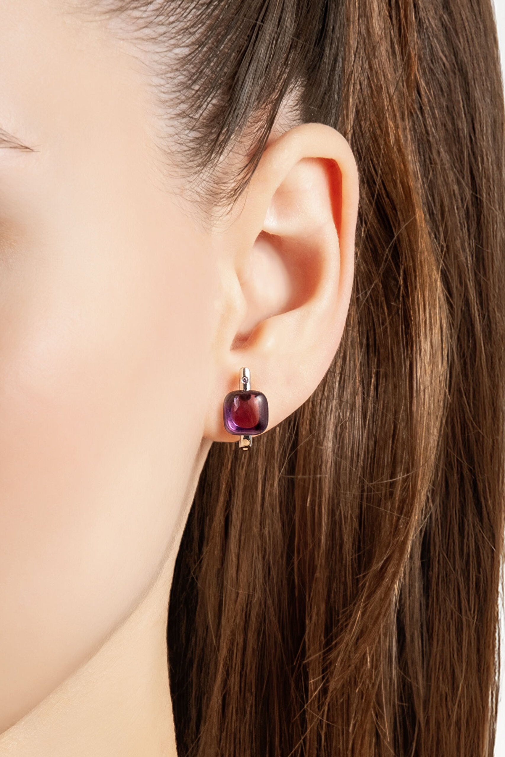 ⁠ Lavander 18 Ayar Beyaz Altın Kaplama Gümüş Ametist Küpe_2}