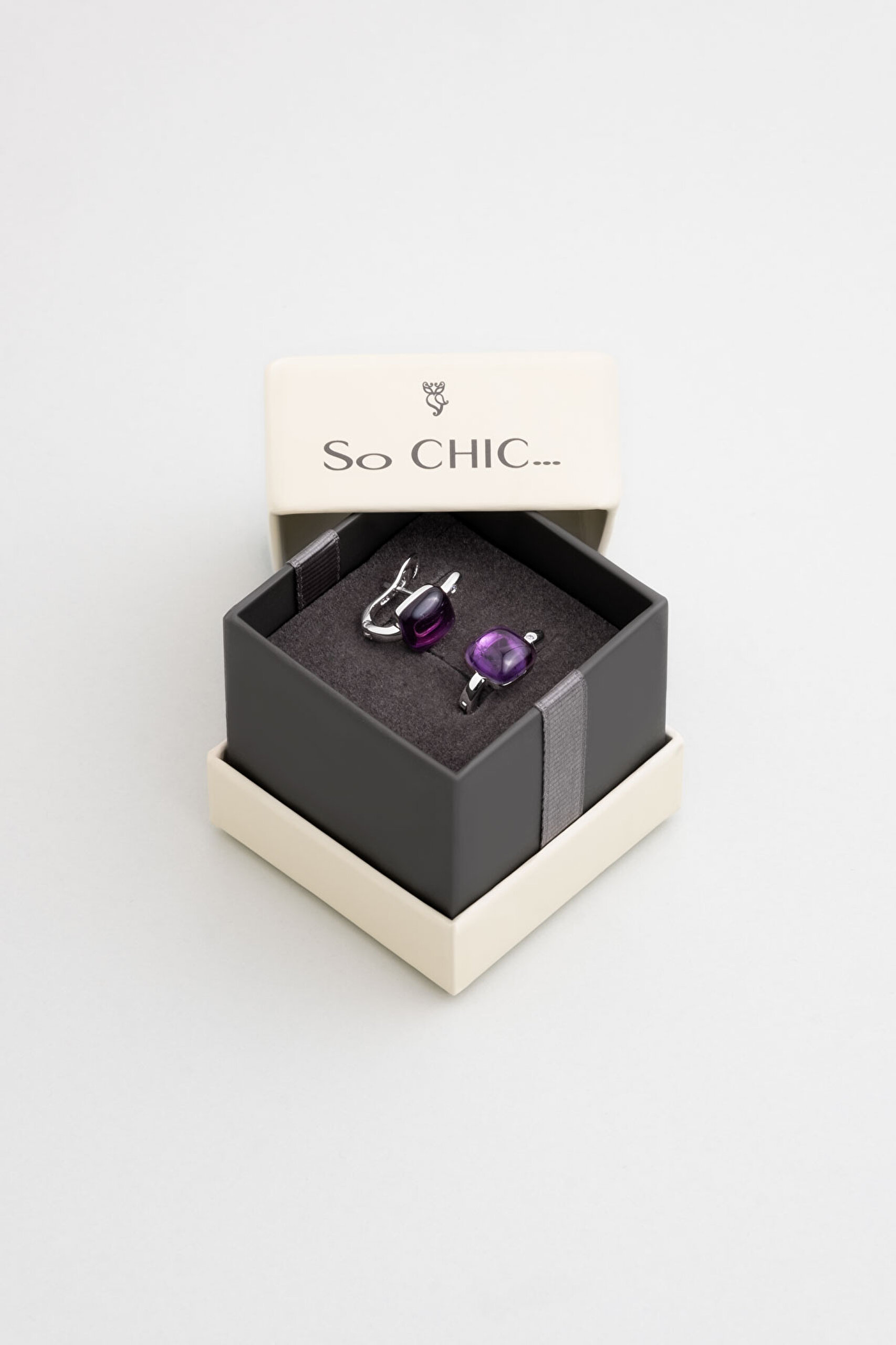 ⁠ Lavander 18 Ayar Beyaz Altın Kaplama Gümüş Ametist Küpe_3}