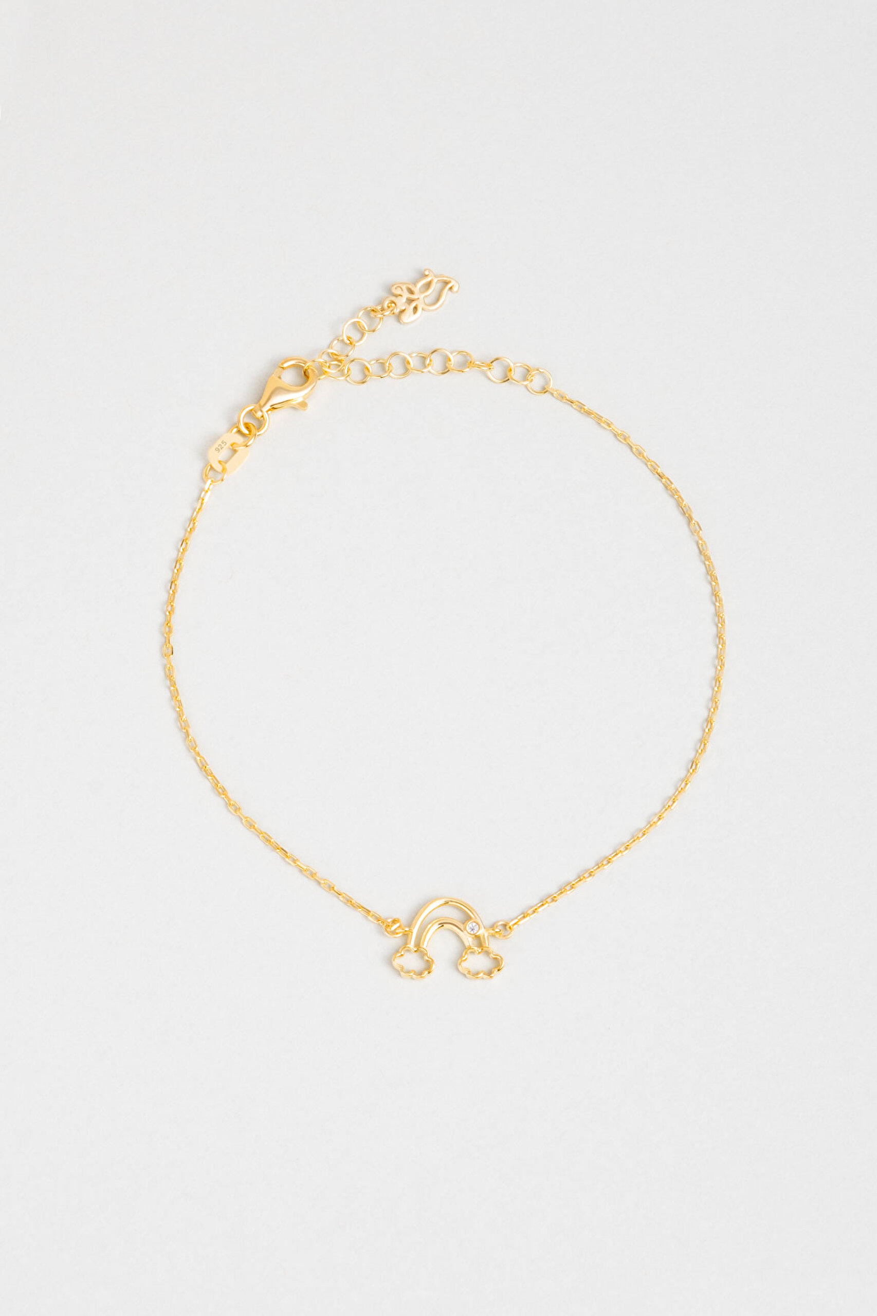 ⁠ Gökkuşağı 18 Ayar Sarı Altın Kaplama 20 Cm Gümüş Bileklik_0}