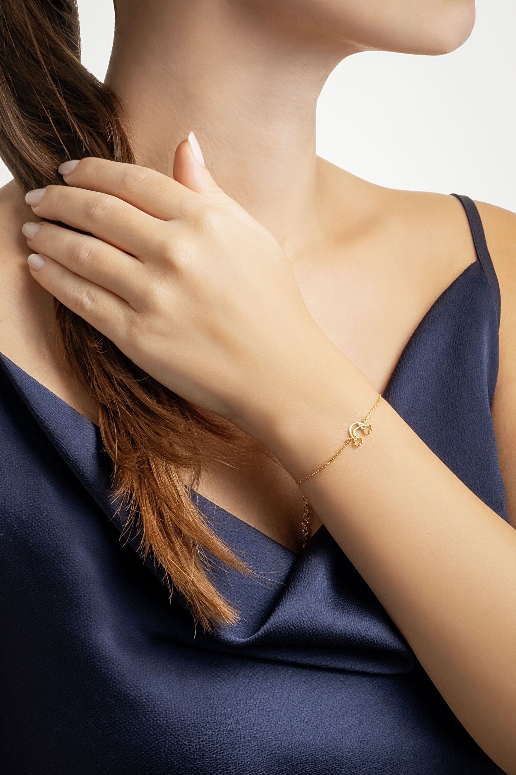 ⁠ Gökkuşağı 18 Ayar Sarı Altın Kaplama 20 Cm Gümüş Bileklik_2}