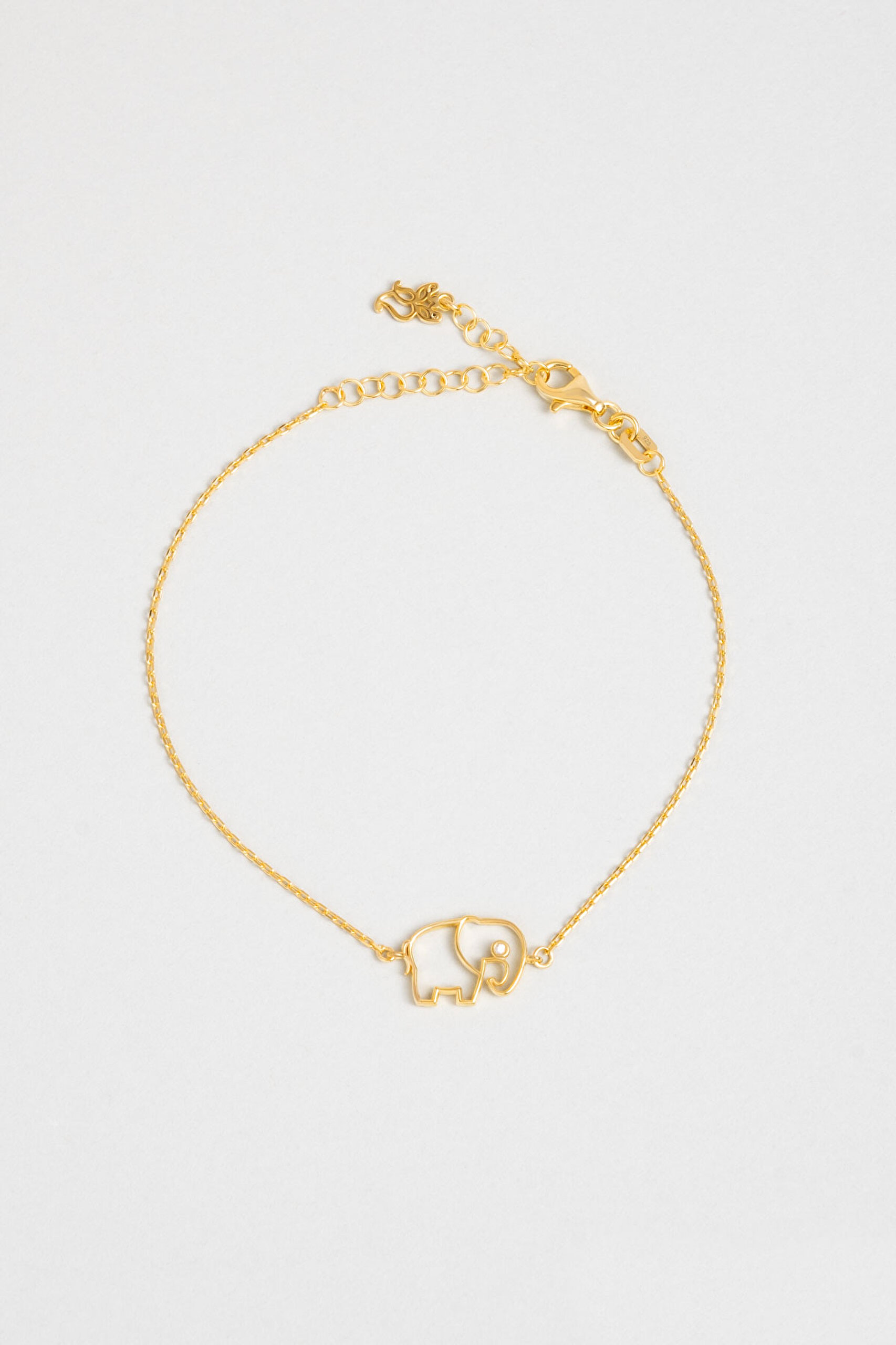 ⁠ Bilge Fil 18 Ayar Sarı Altın Kaplama 20 Cm Gümüş Bileklik_0}