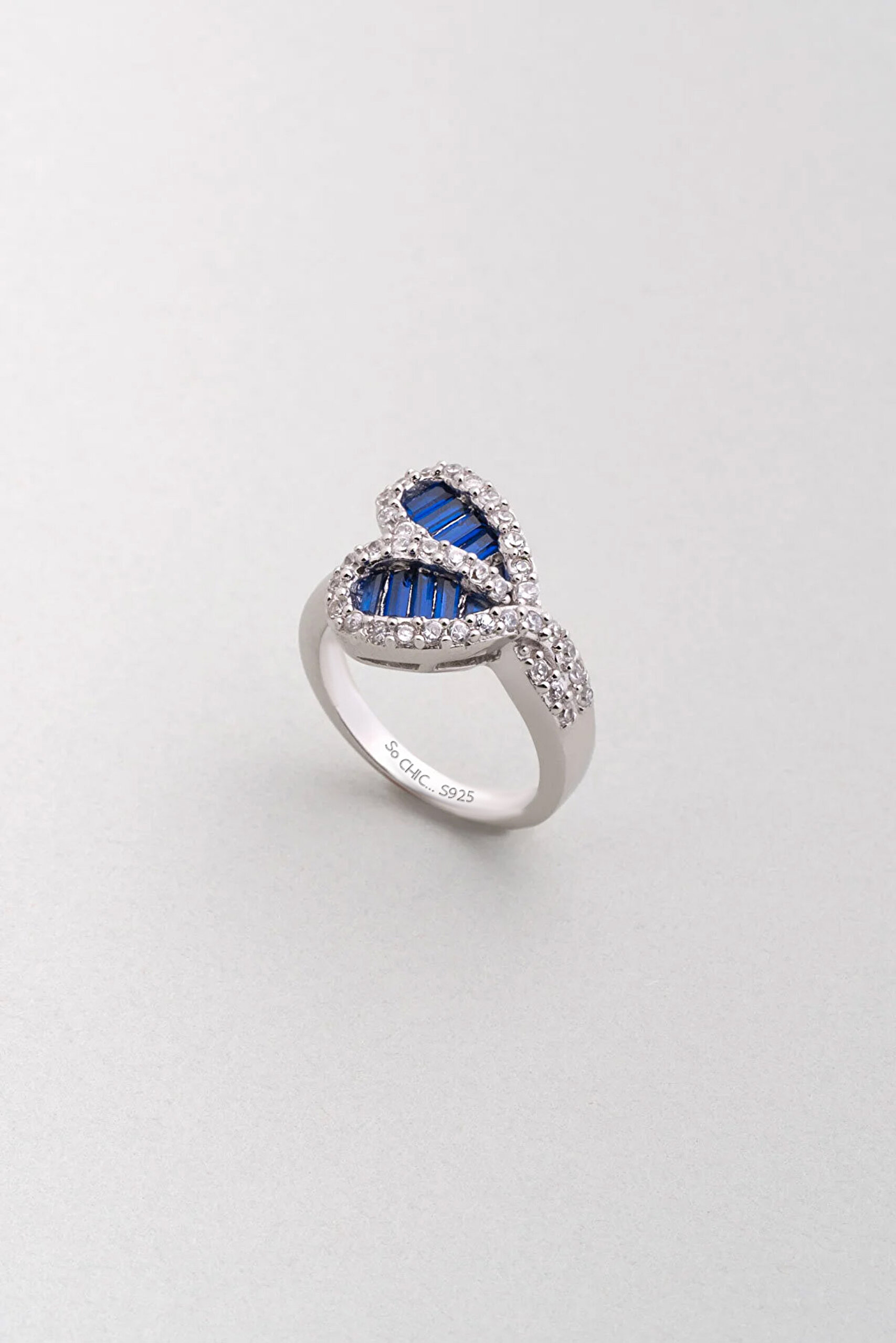 ⁠ Yakamoz Kalbi 18 Ayar Beyaz Altın Kaplama Gümüş Yüzük_0}