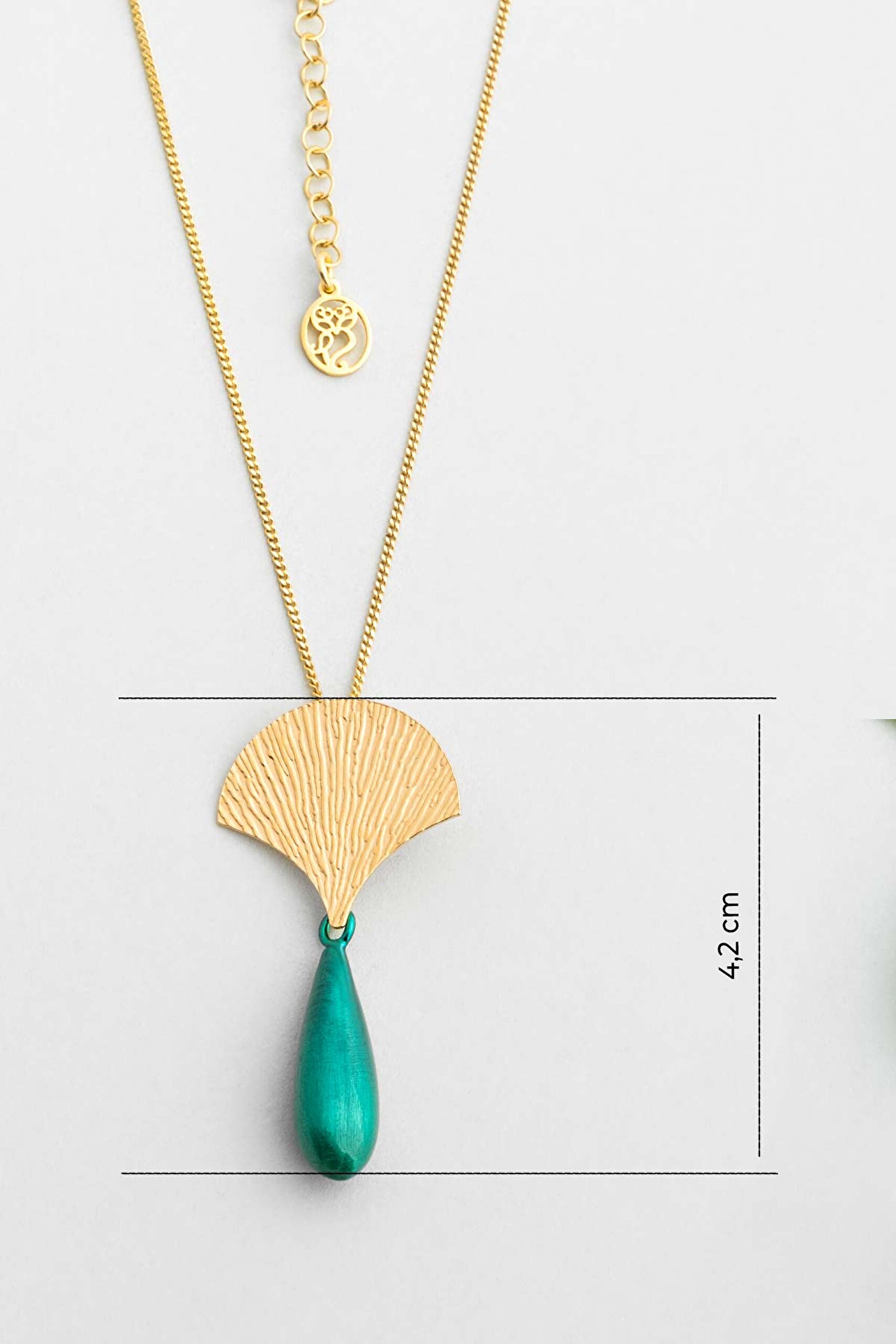 ⁠ Casablanca Yeşili 18 Ayar Sarı Altın Kaplama 45 Cm Gümüş Kolye_2}