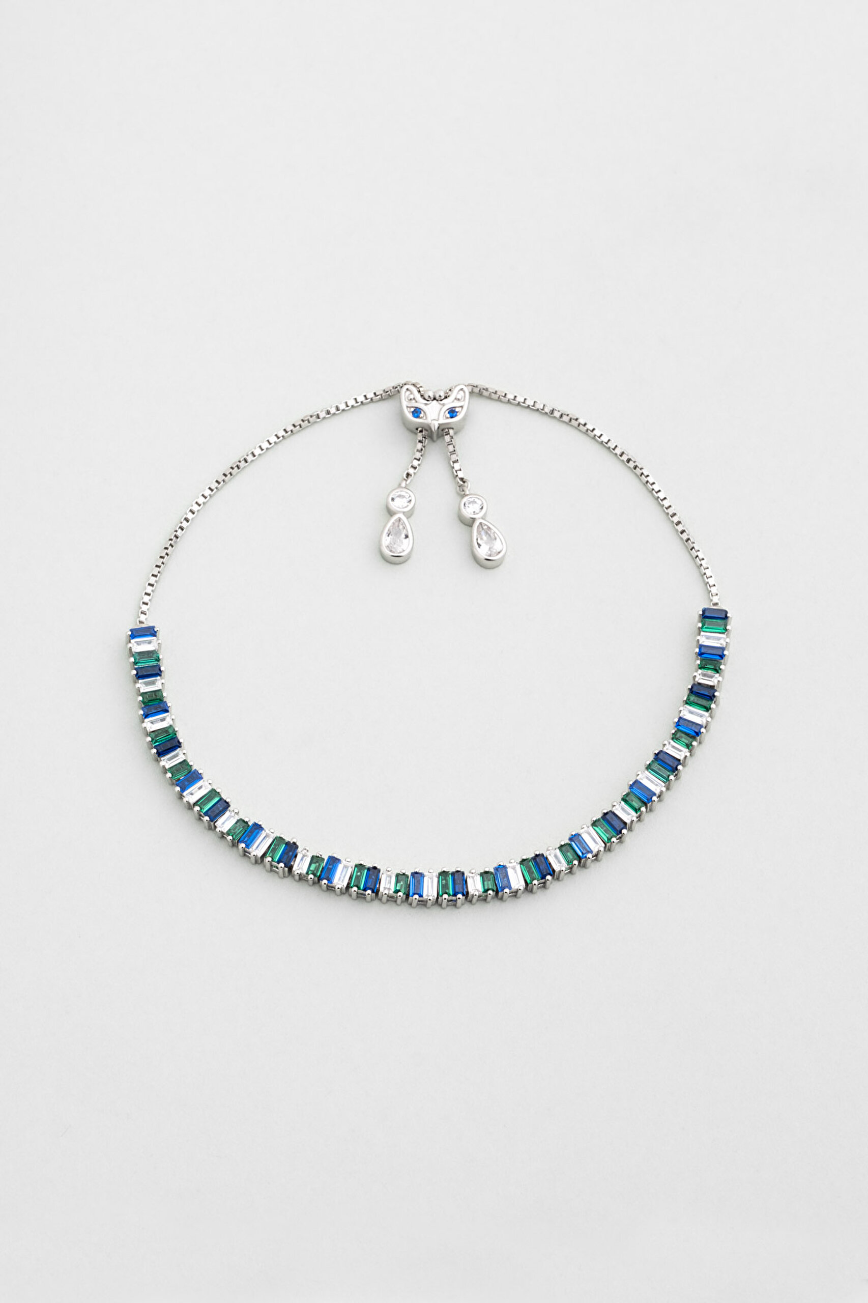 ⁠ Yakamoz Aurası 18 Ayar Beyaz Altın Kaplama Ayarlanabilir Gümüş Bileklik_0}