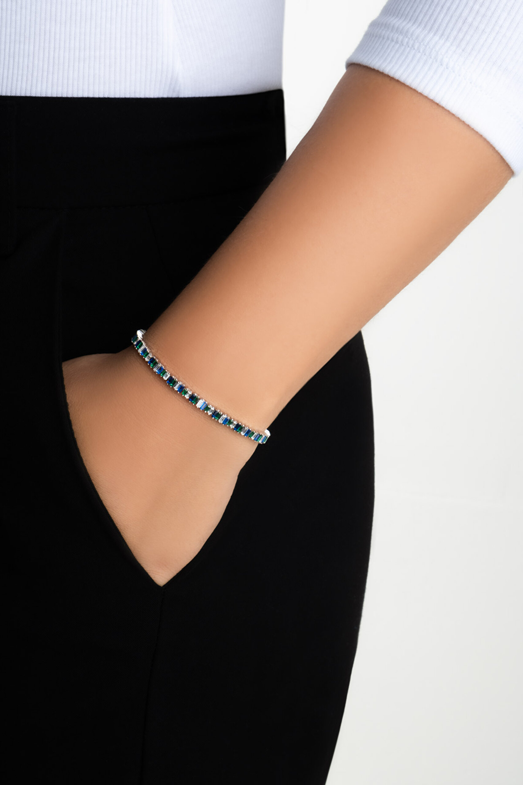 ⁠ Yakamoz Aurası 18 Ayar Beyaz Altın Kaplama Ayarlanabilir Gümüş Bileklik_3}