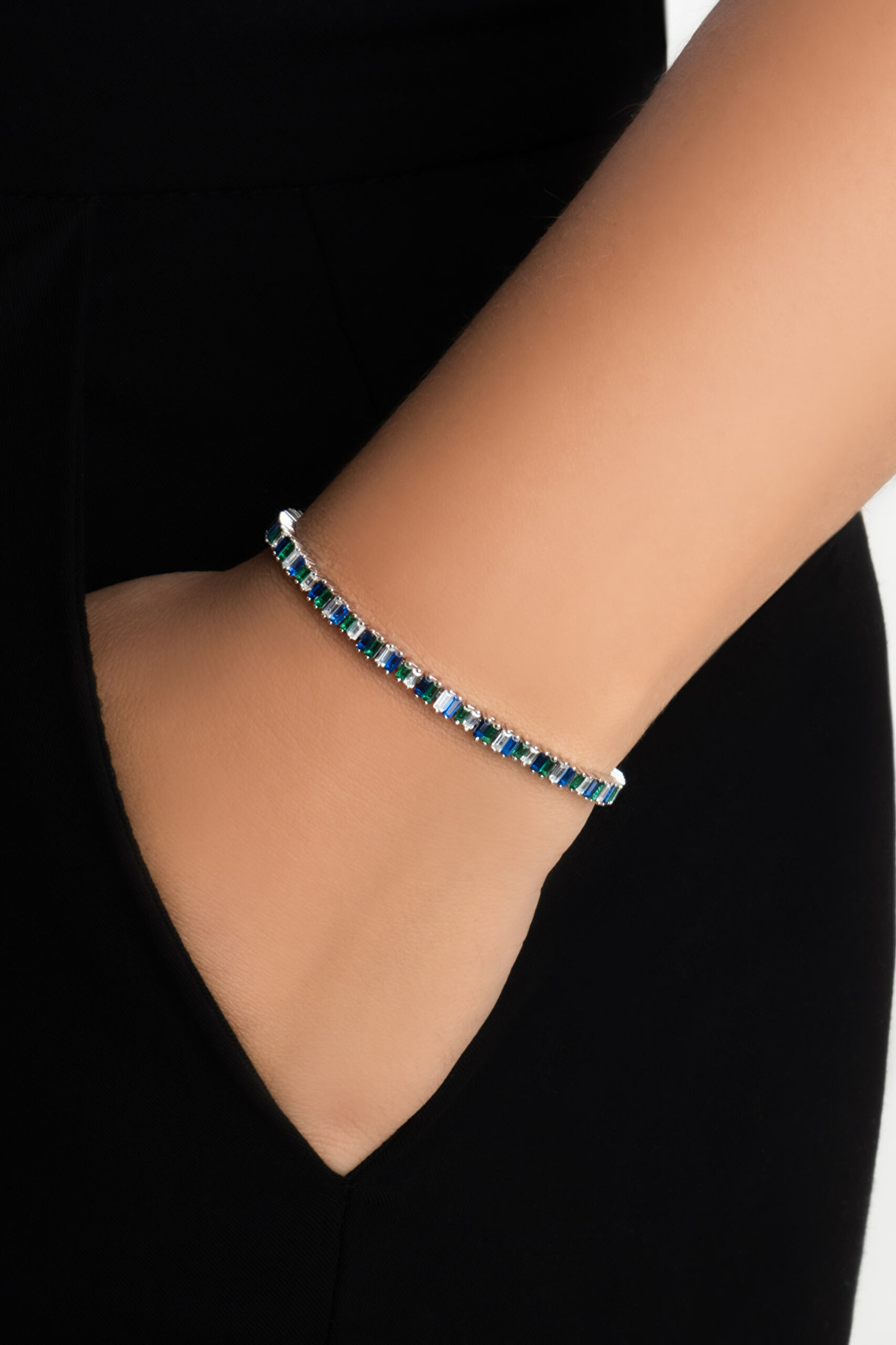 ⁠ Yakamoz Aurası 18 Ayar Beyaz Altın Kaplama Ayarlanabilir Gümüş Bileklik_1}