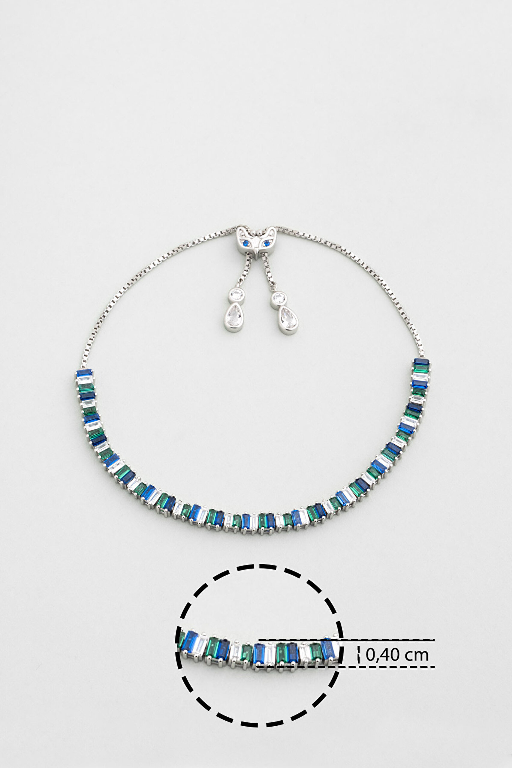 ⁠ Yakamoz Aurası 18 Ayar Beyaz Altın Kaplama Ayarlanabilir Gümüş Bileklik_2}