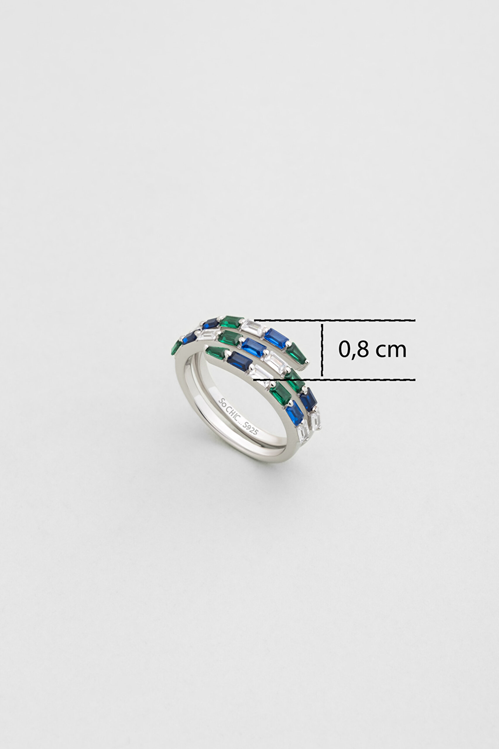 ⁠ Yakamoz Aurası 18 Ayar Beyaz Altın Kaplama Gümüş Yüzük_2}