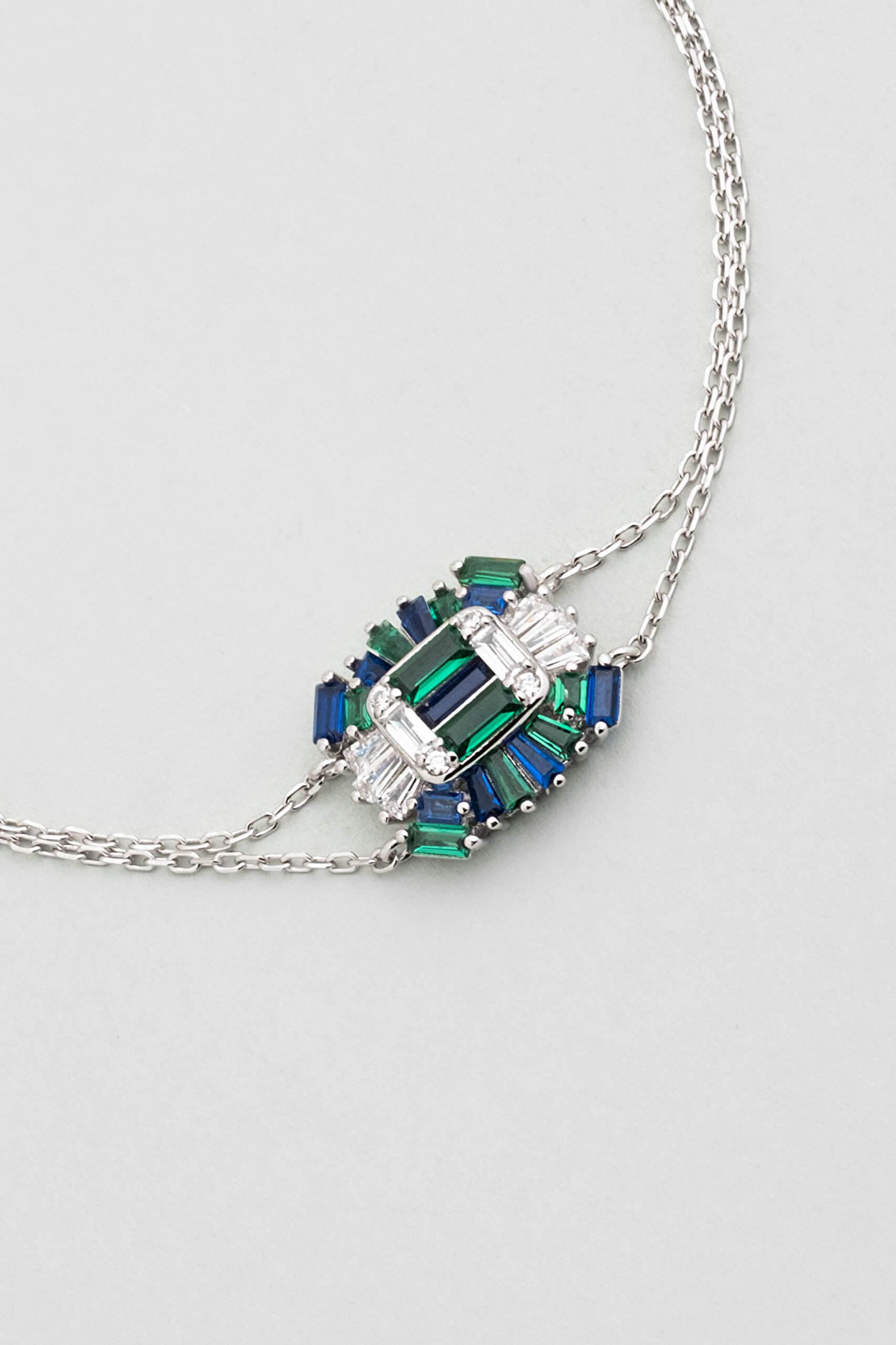 ⁠ Yakamoz Işığı 18 Ayar Beyaz Altın Kaplama 19 Cm Gümüş Bileklik_4}