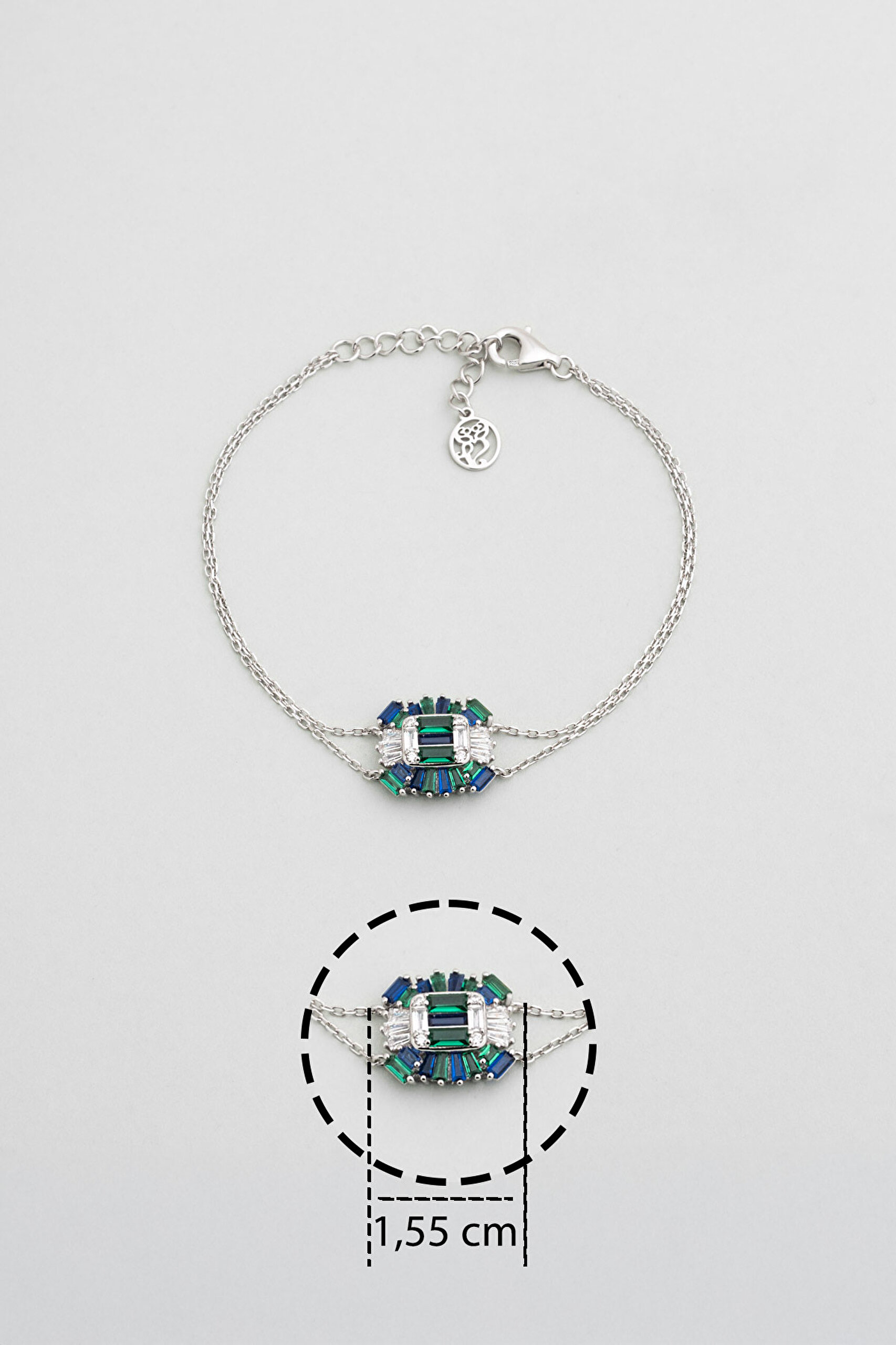 ⁠ Yakamoz Işığı 18 Ayar Beyaz Altın Kaplama 19 Cm Gümüş Bileklik_2}