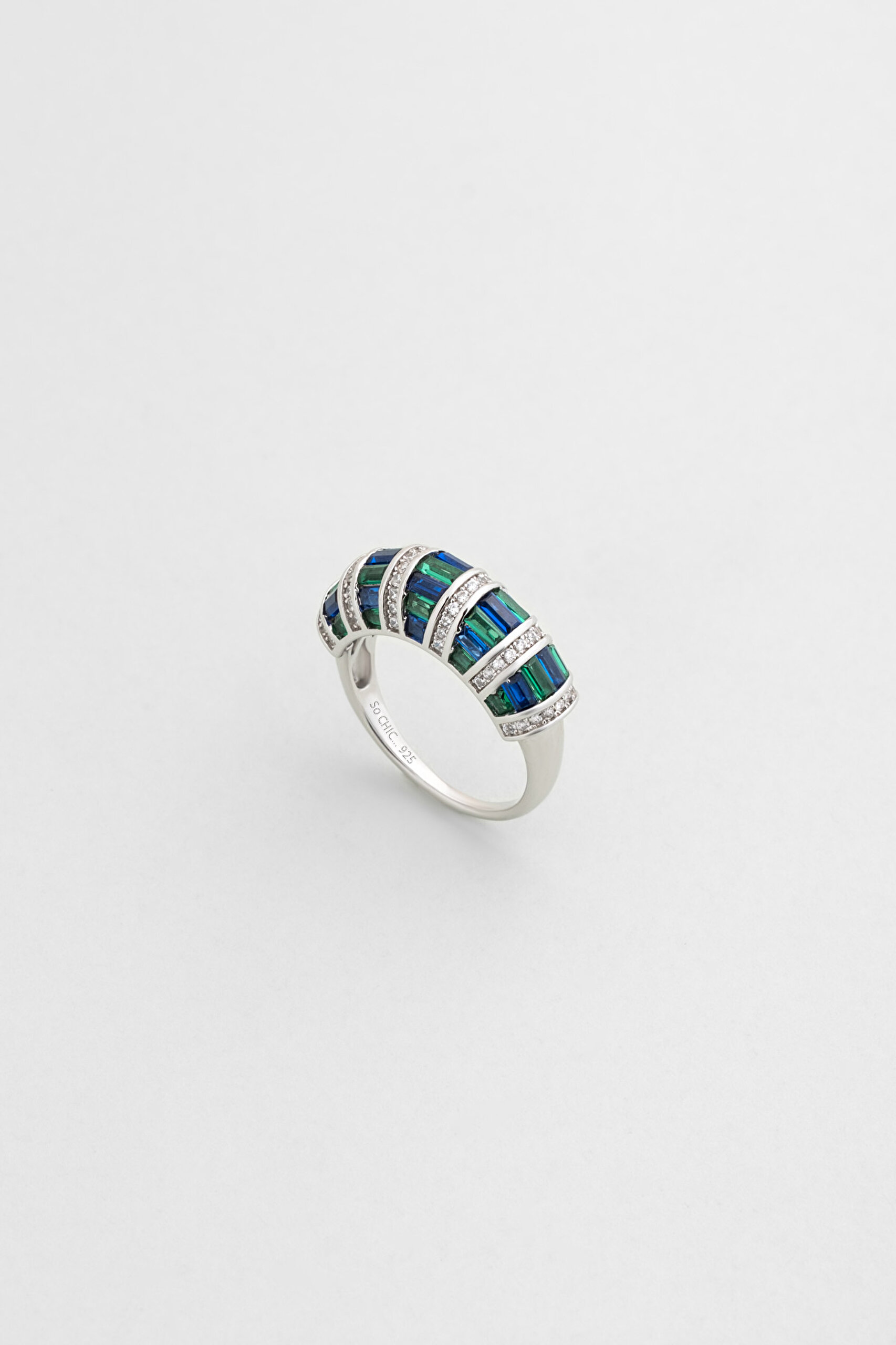 ⁠ Yakamoz Şıklığı 18 Ayar Beyaz Altın Kaplama Gümüş Yüzük_0}