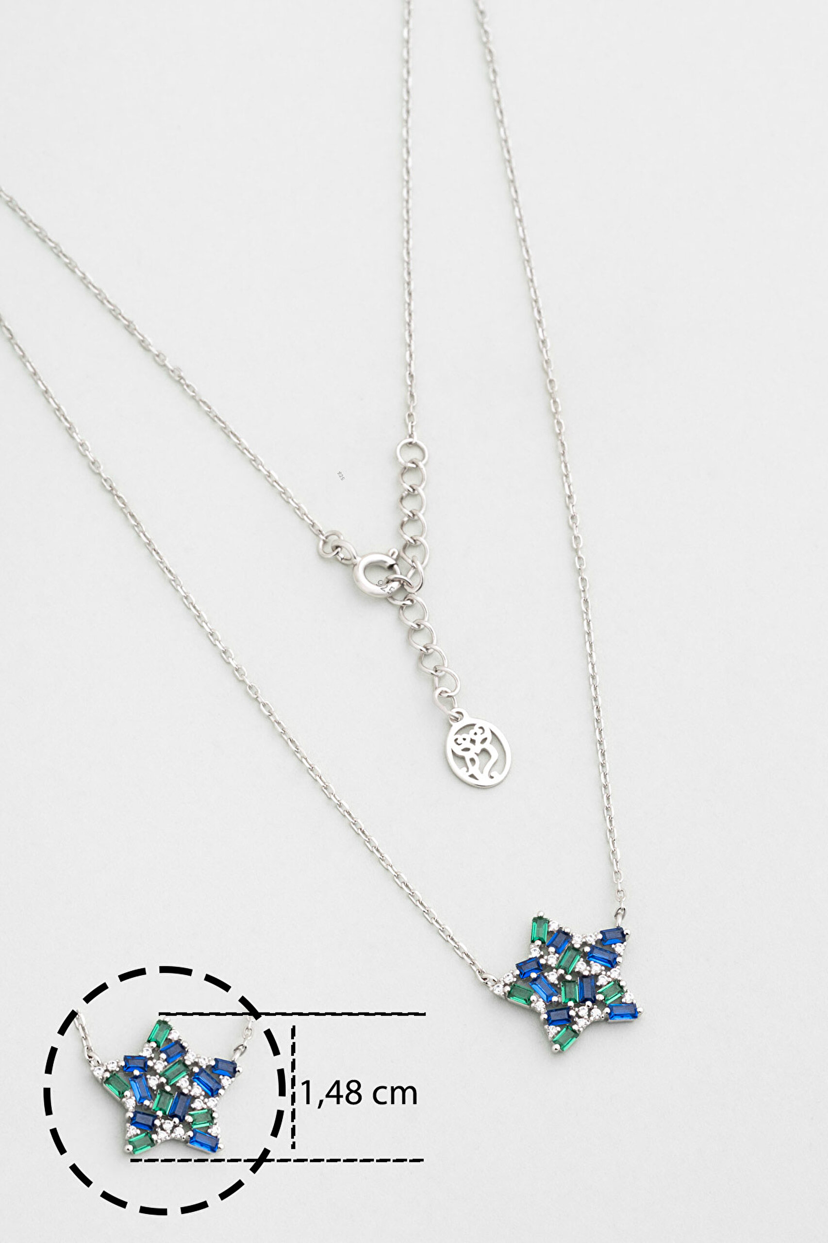 ⁠ Yakamoz Yıldızı 18 Ayar Beyaz Altın Kaplama 45 Cm Gümüş Kolye_2}