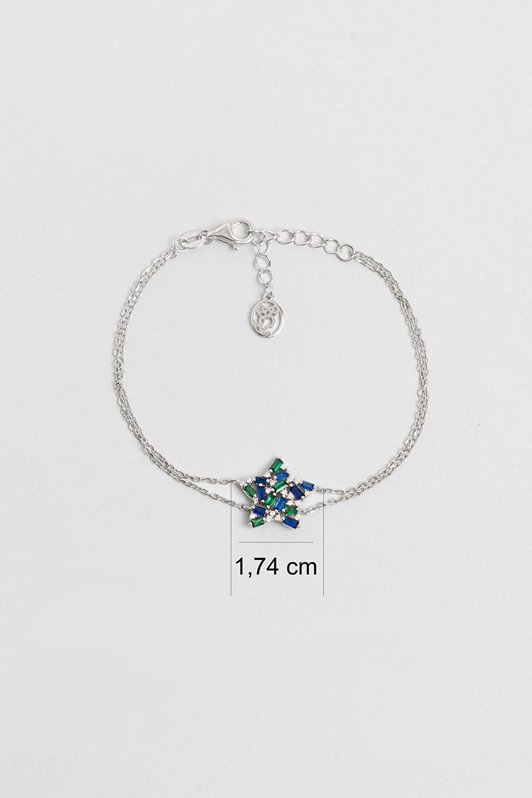 Yakamoz Yıldızı 18 Ayar Beyaz Altın Kaplama 19 Cm Gümüş Bileklik - 2