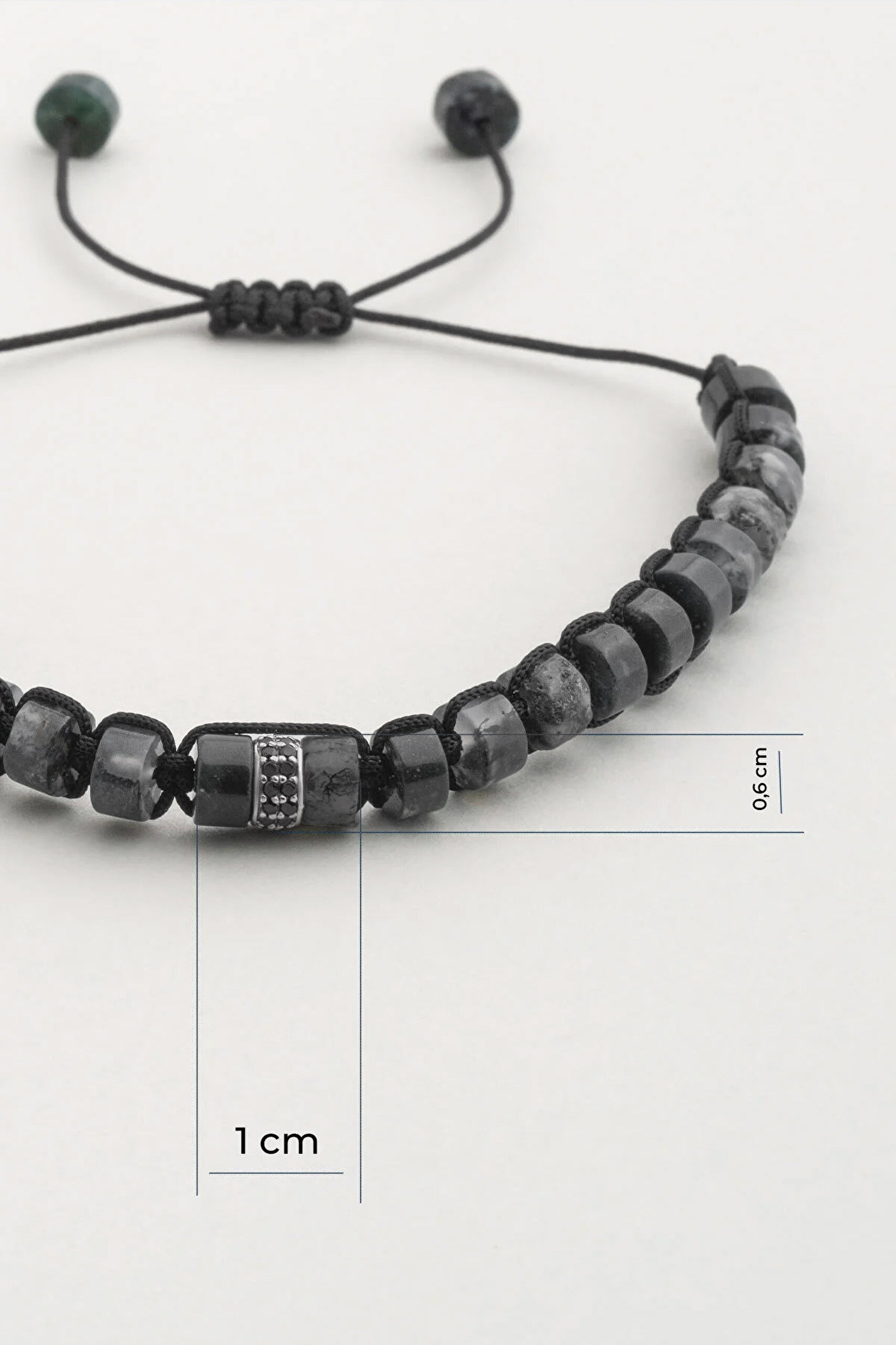 ⁠ Doğal Kalsedon Taşlı Ayarlanabilir Gümüş Erkek Bileklik_2}