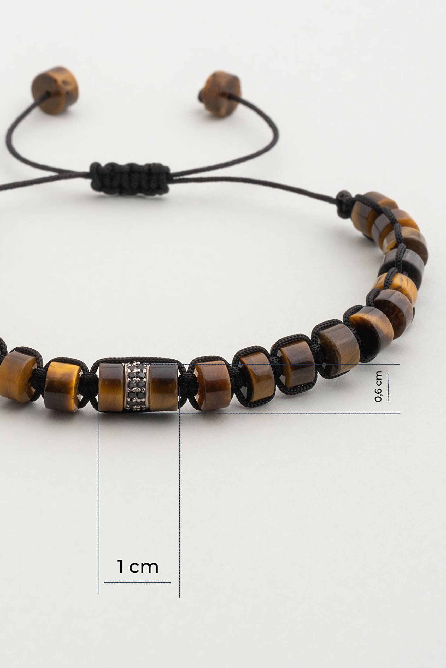 ⁠ Doğal Kaplan Gözü Taşlı Ayarlanabilir Erkek Gümüş Bileklik_1}