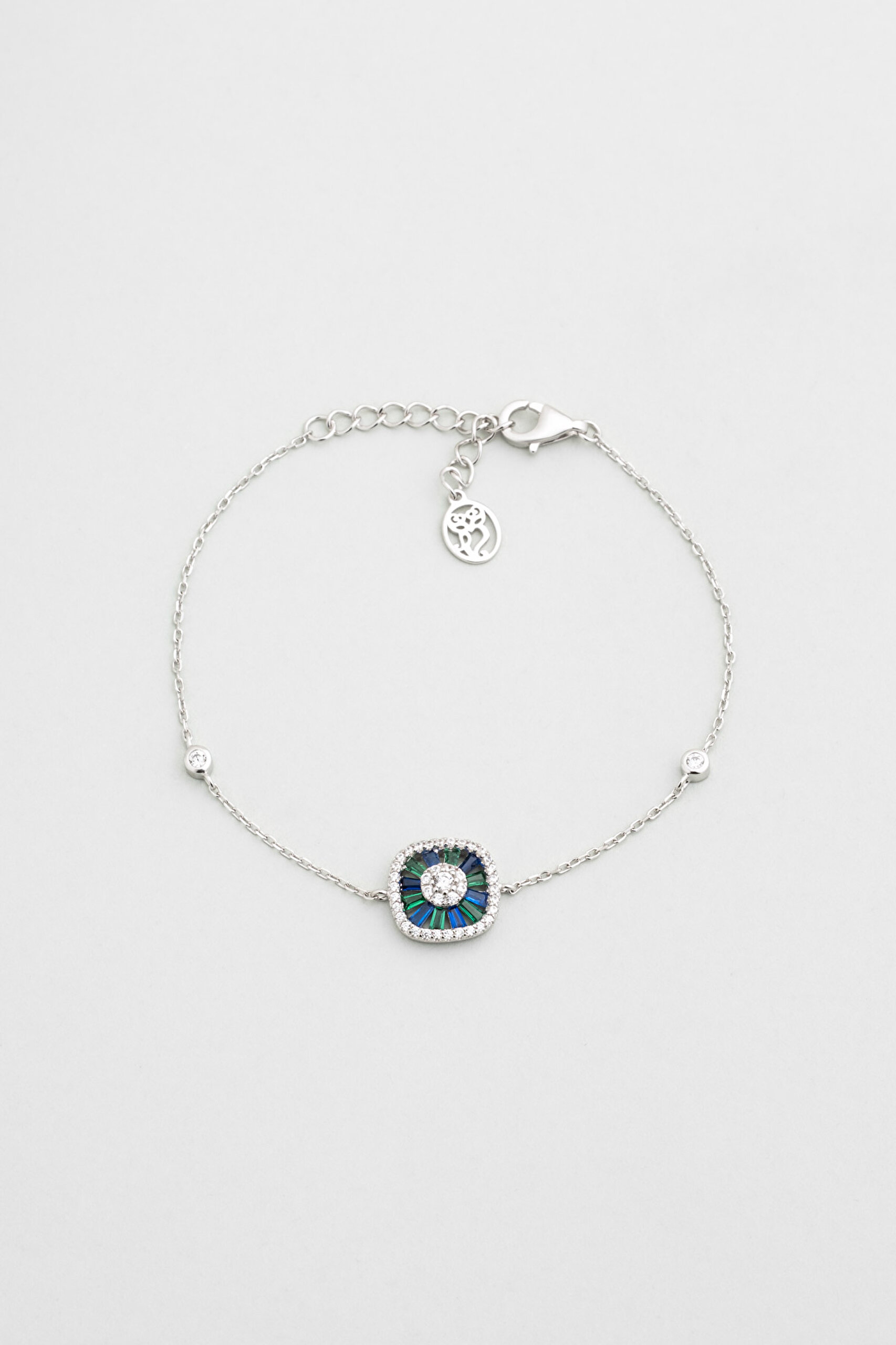 ⁠ Yakamoz Gecesi 18 Ayar Beyaz Altın Kaplama 19 Cm Gümüş Bileklik_0}