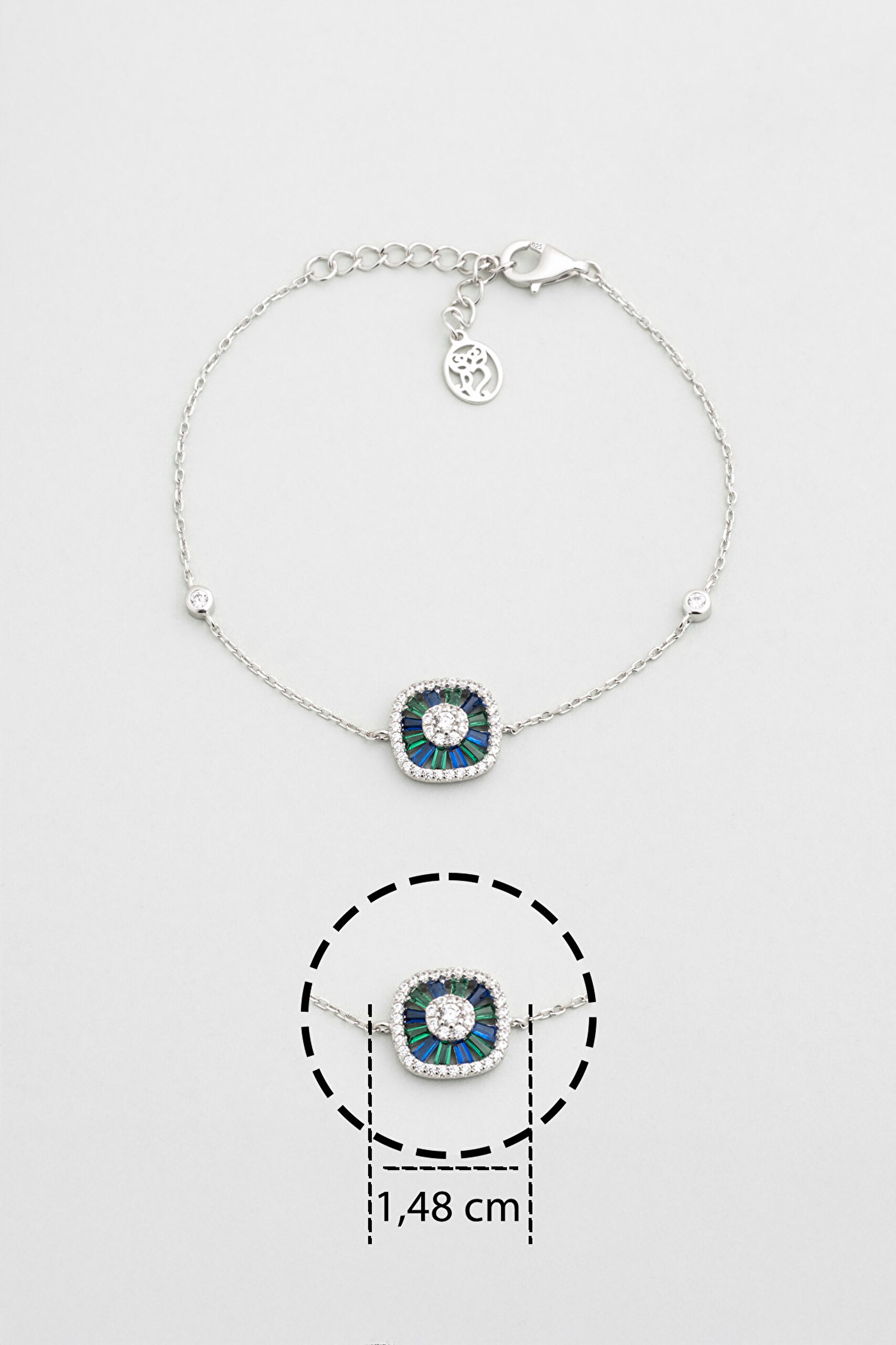 ⁠ Yakamoz Gecesi 18 Ayar Beyaz Altın Kaplama 19 Cm Gümüş Bileklik_2}