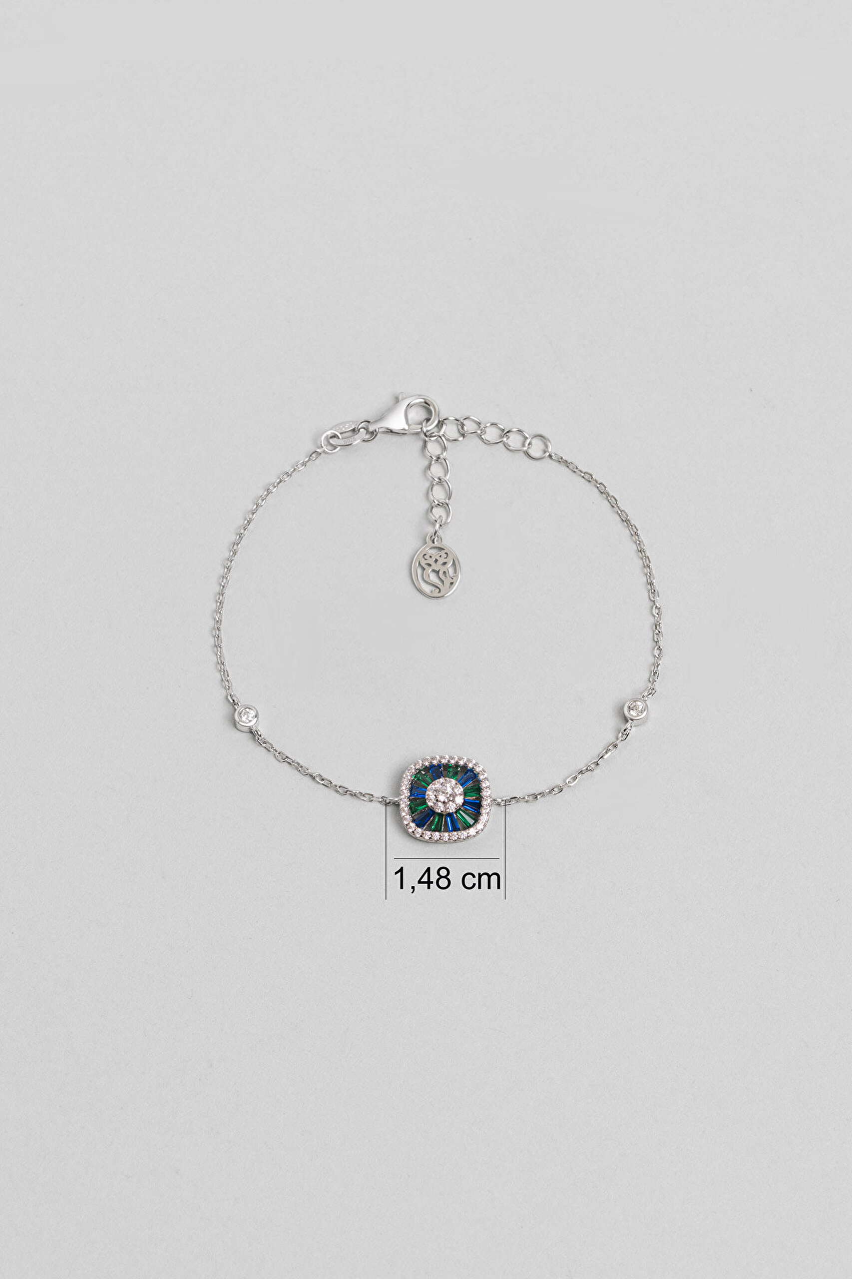 Yakamoz Gecesi 18 Ayar Beyaz Altın Kaplama 19 Cm Gümüş Bileklik - 2