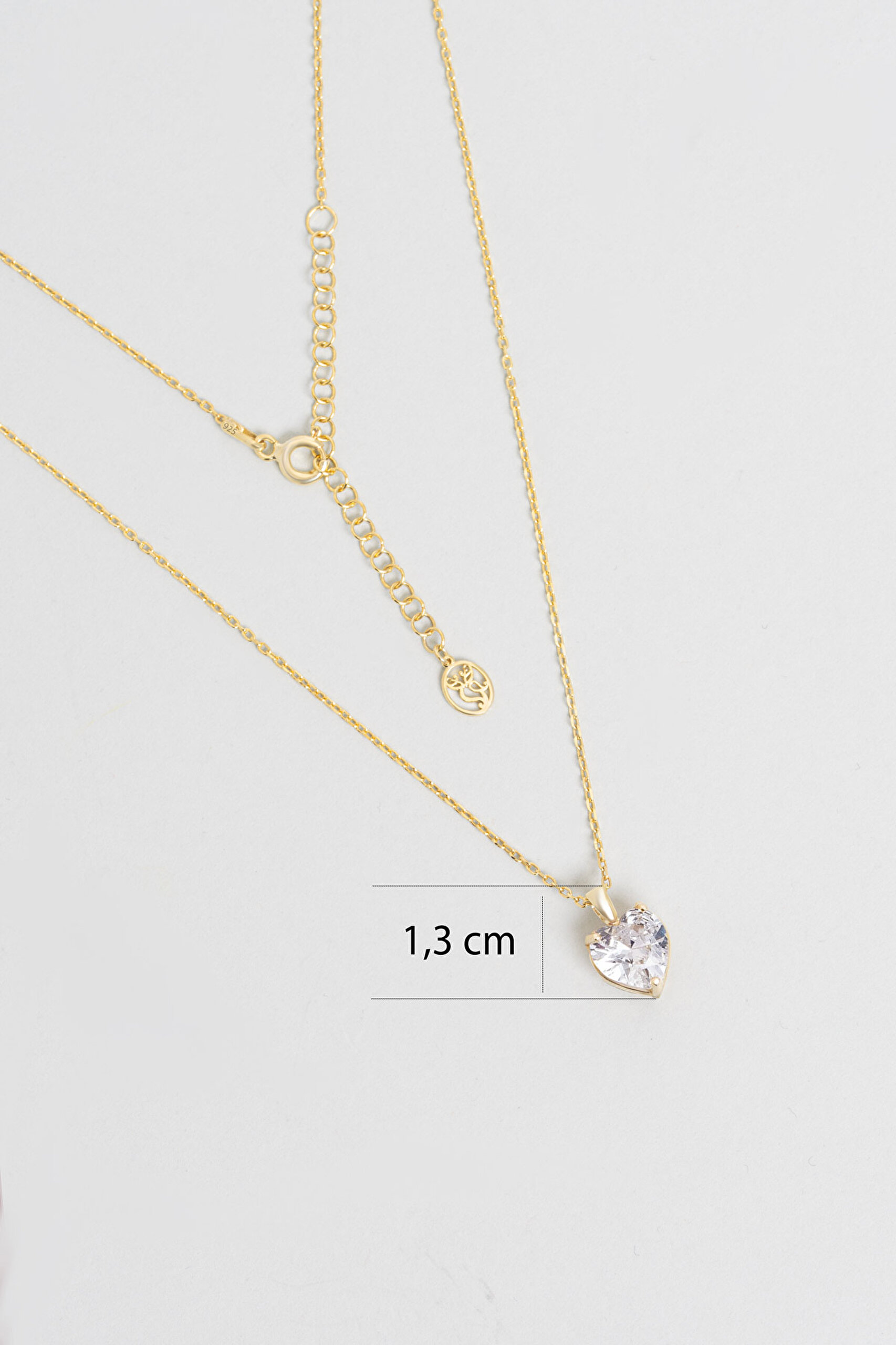 ⁠ Gizemli Kalp 18 Ayar Sarı Altın Kaplama 45 Cm Gümüş Kolye_2}