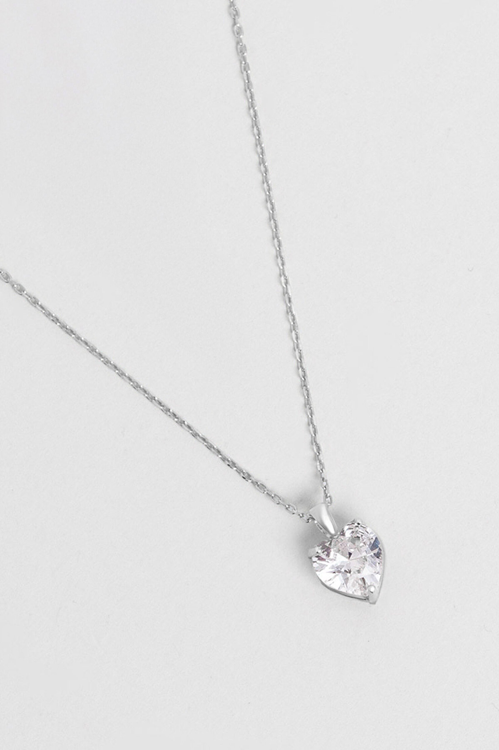 ⁠ Gizemli Kalp 18 Ayar Beyaz Altın Kaplama 45 Cm Gümüş Kolye_4}