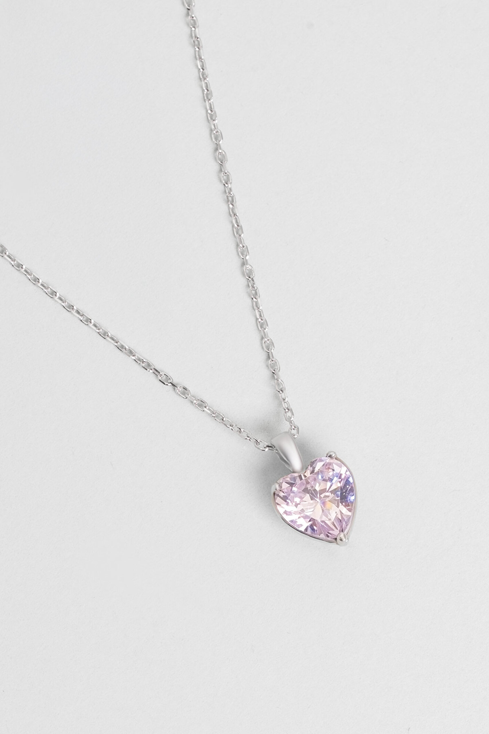 ⁠ Gizemli Kalp 18 Ayar Beyaz Altın Kaplama 45 Cm Gümüş Kolye_4}