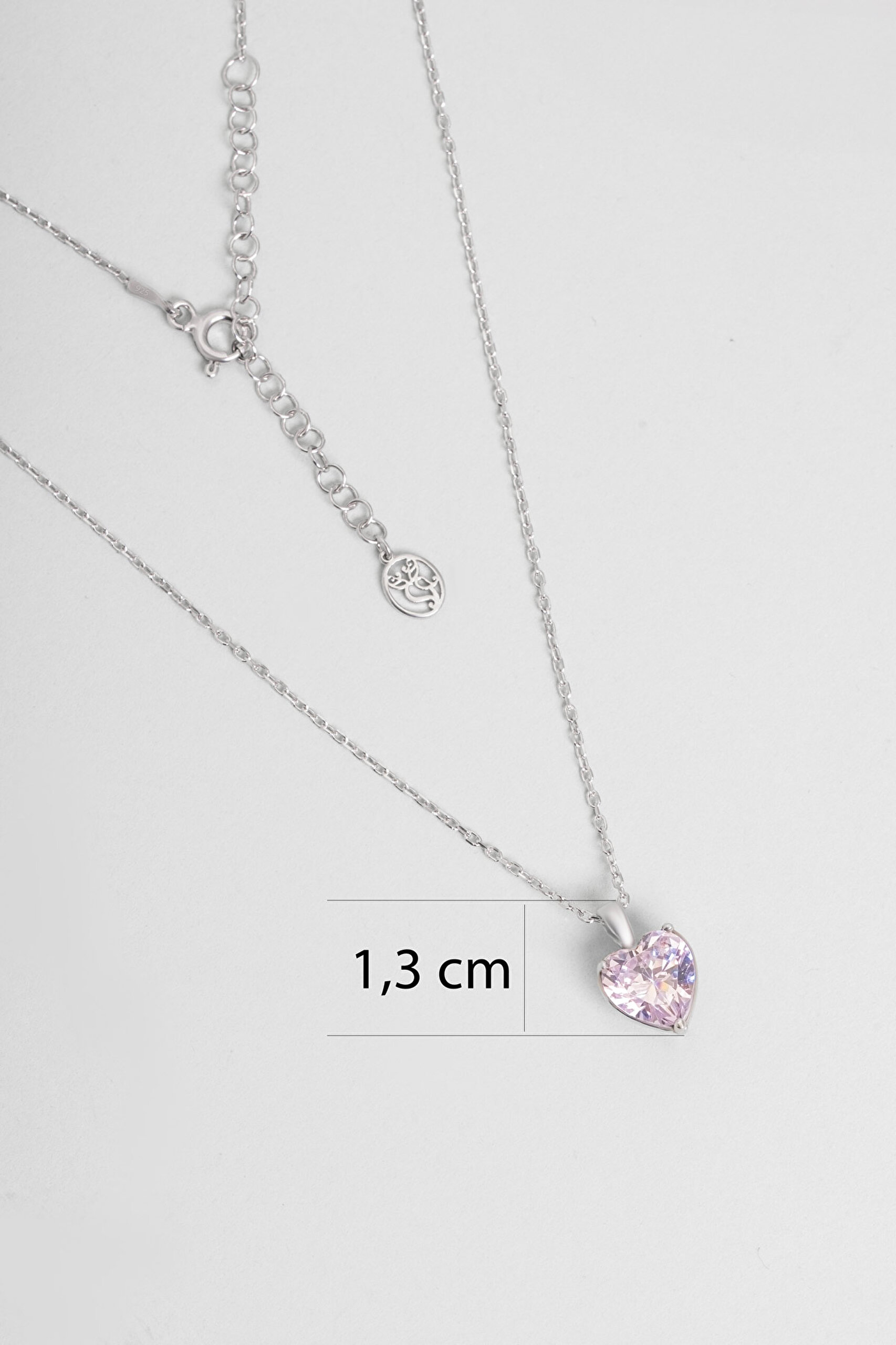 ⁠ Gizemli Kalp 18 Ayar Beyaz Altın Kaplama 45 Cm Gümüş Kolye_2}