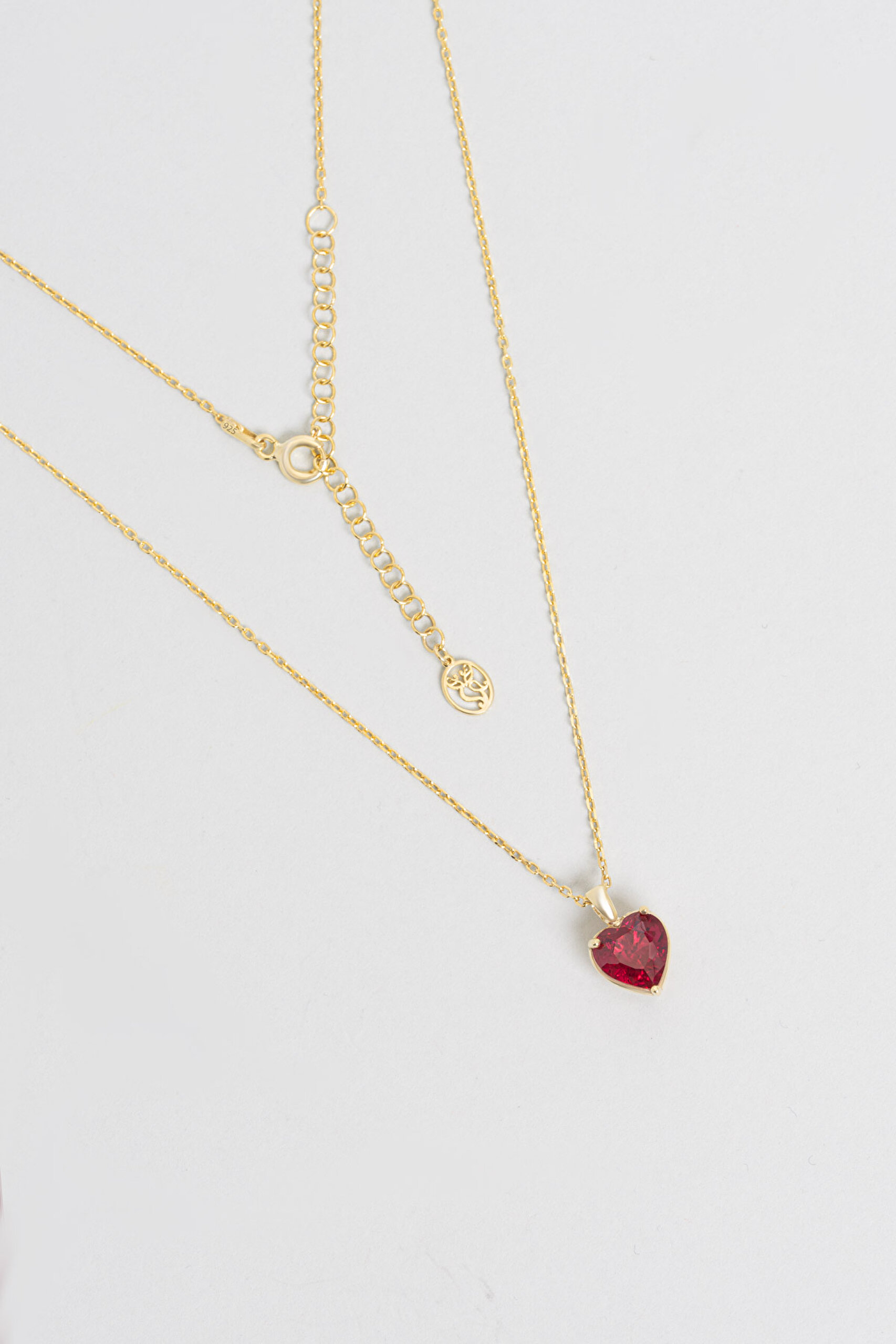 ⁠ Gizemli Kalp 18 Ayar Sarı Altın Kaplama 45 Cm Gümüş Kolye_0}