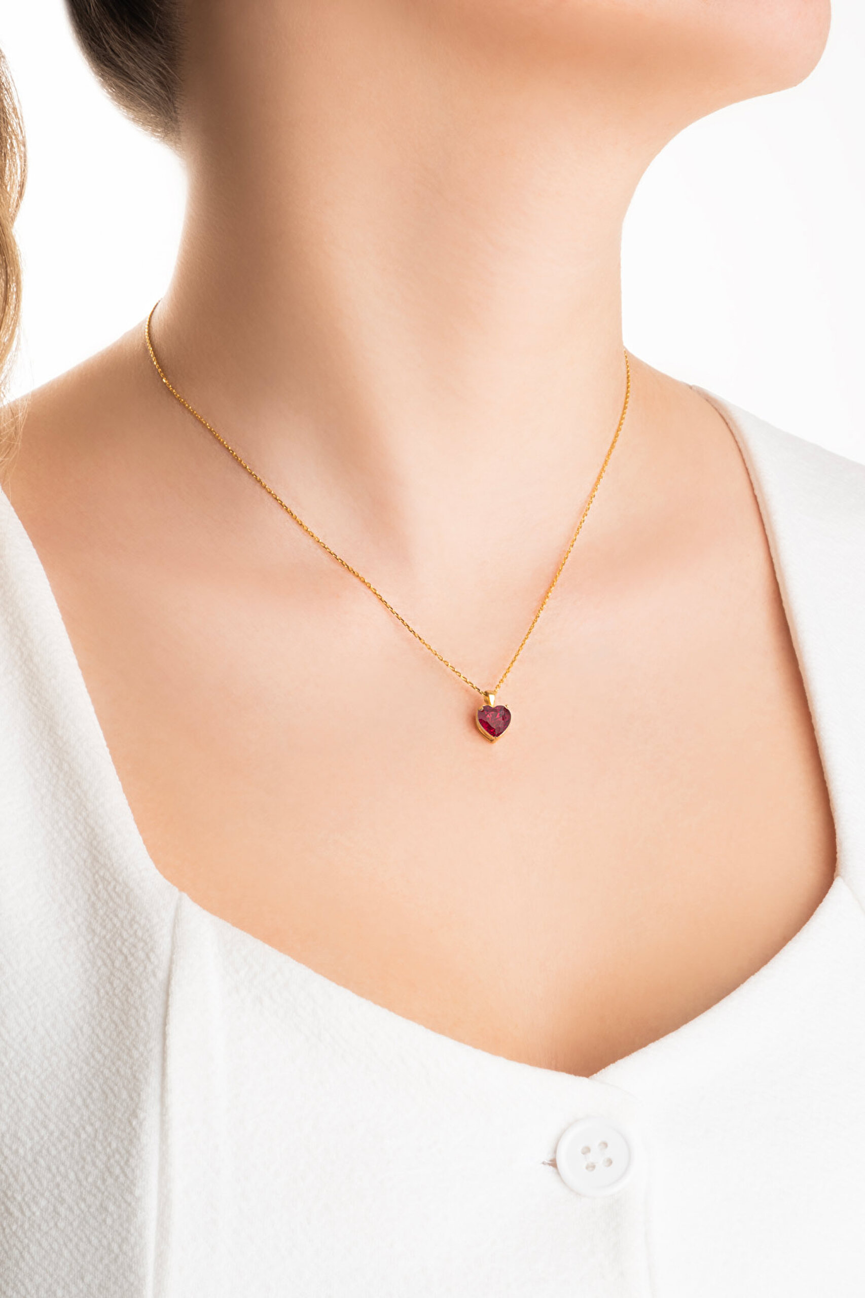 ⁠ Gizemli Kalp 18 Ayar Sarı Altın Kaplama 45 Cm Gümüş Kolye_3}