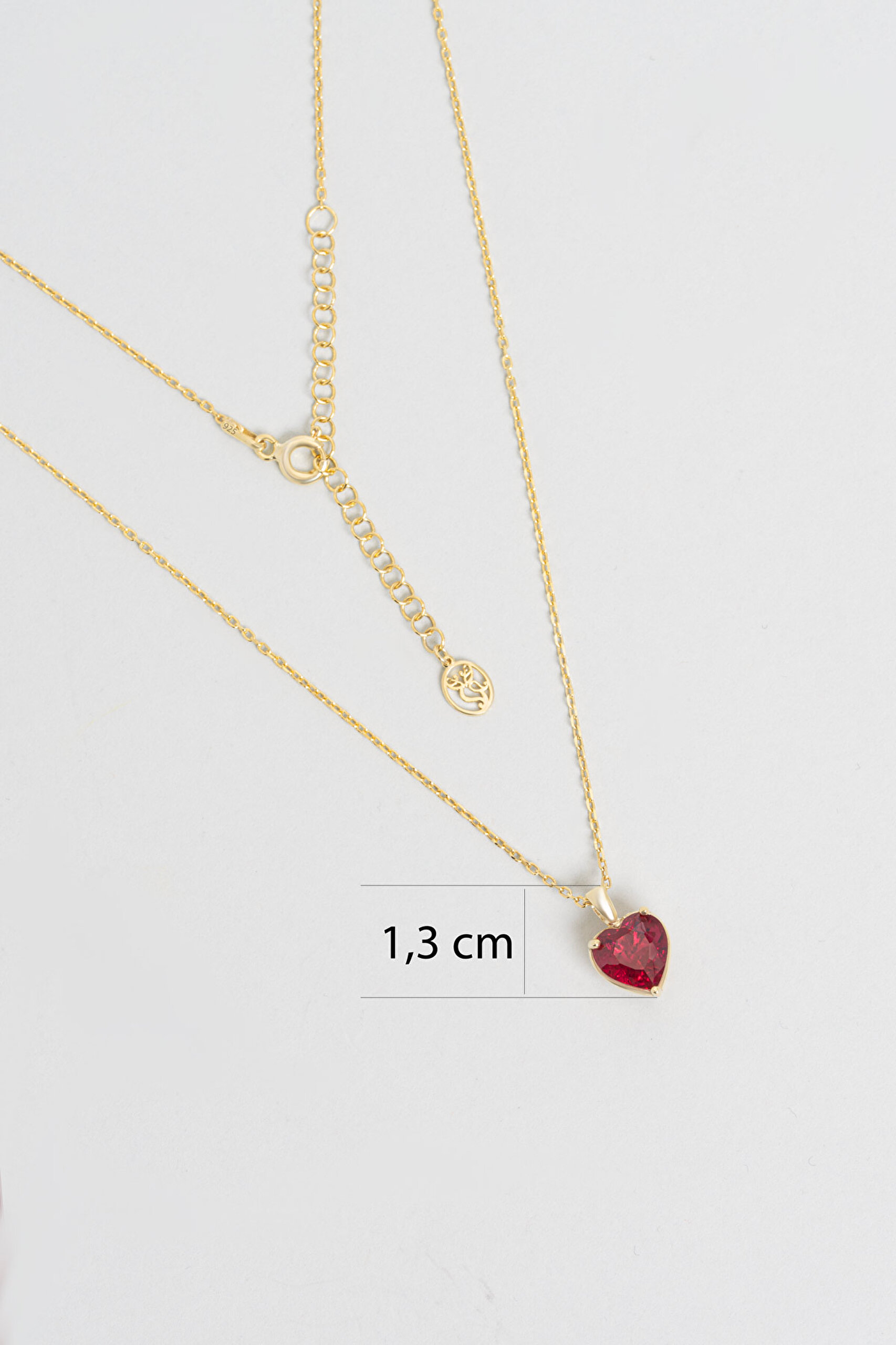 ⁠ Gizemli Kalp 18 Ayar Sarı Altın Kaplama 45 Cm Gümüş Kolye_2}