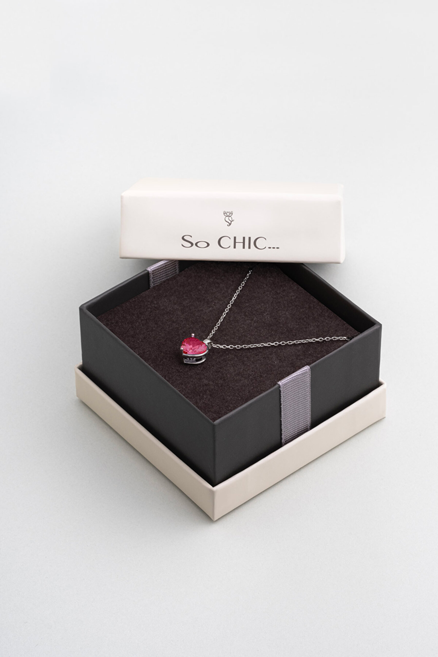 ⁠ Gizemli Kalp 18 Ayar Beyaz Altın Kaplama 45 Cm Gümüş Kolye_5}