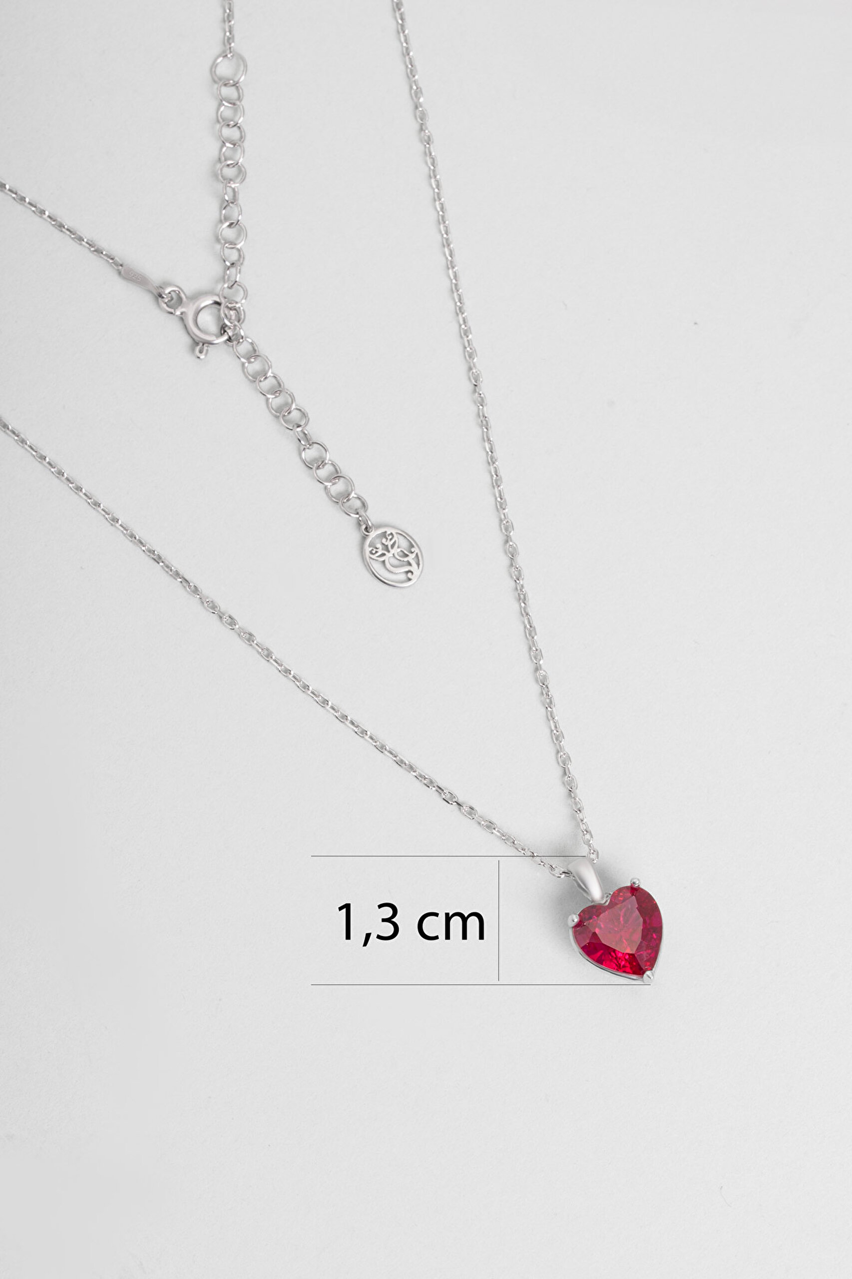 ⁠ Gizemli Kalp 18 Ayar Beyaz Altın Kaplama 45 Cm Gümüş Kolye_2}