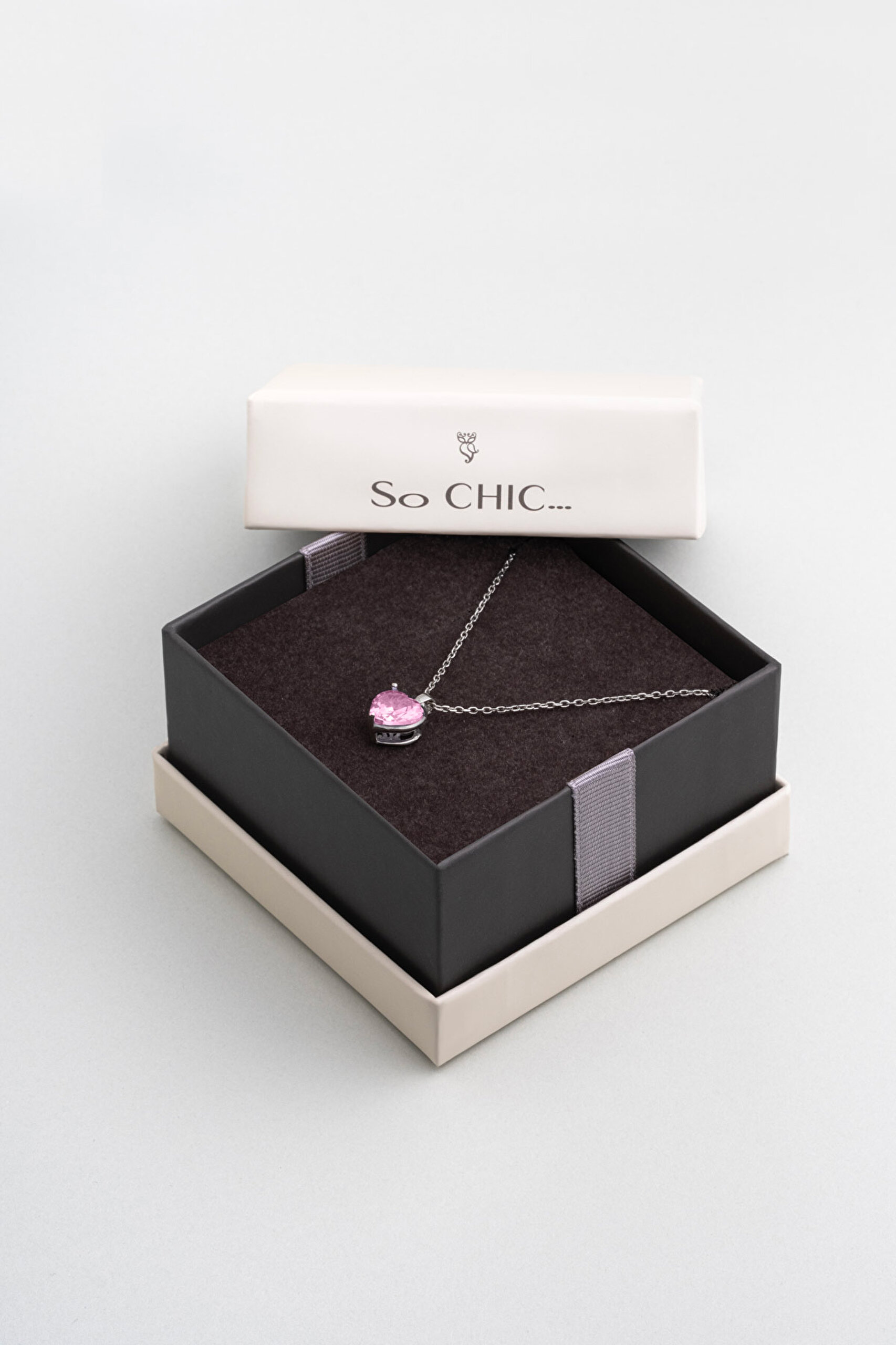 ⁠ Gizemli Kalp 18 Ayar Beyaz Altın Kaplama 45 Cm Gümüş Kolye_5}