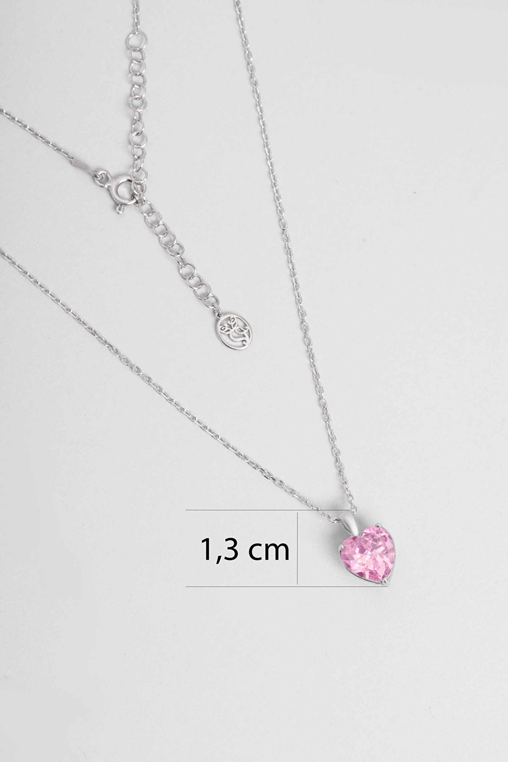 ⁠ Gizemli Kalp 18 Ayar Beyaz Altın Kaplama 45 Cm Gümüş Kolye_2}