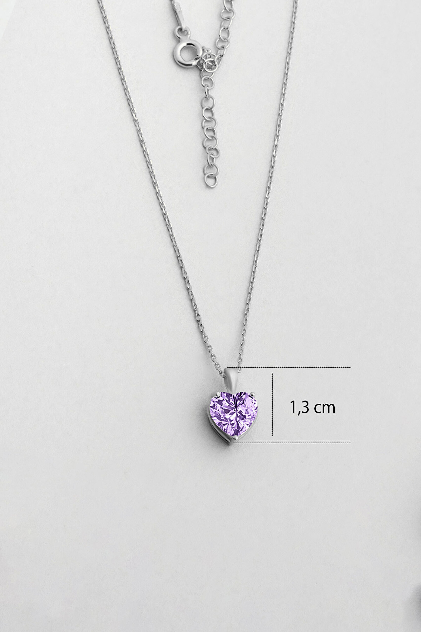 ⁠ Gizemli Kalp 18 Ayar Beyaz Altın Kaplama 45 Cm Gümüş Kolye_2}