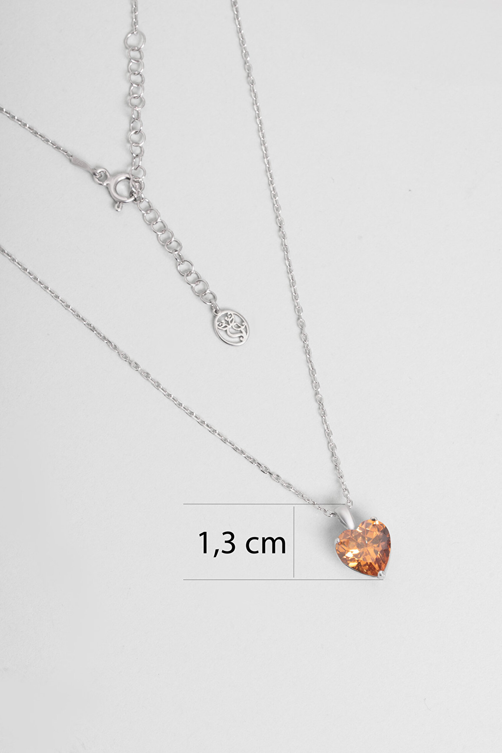 ⁠ Gizemli Kalp 18 Ayar Beyaz Altın Kaplama 45 Cm Gümüş Kolye_2}