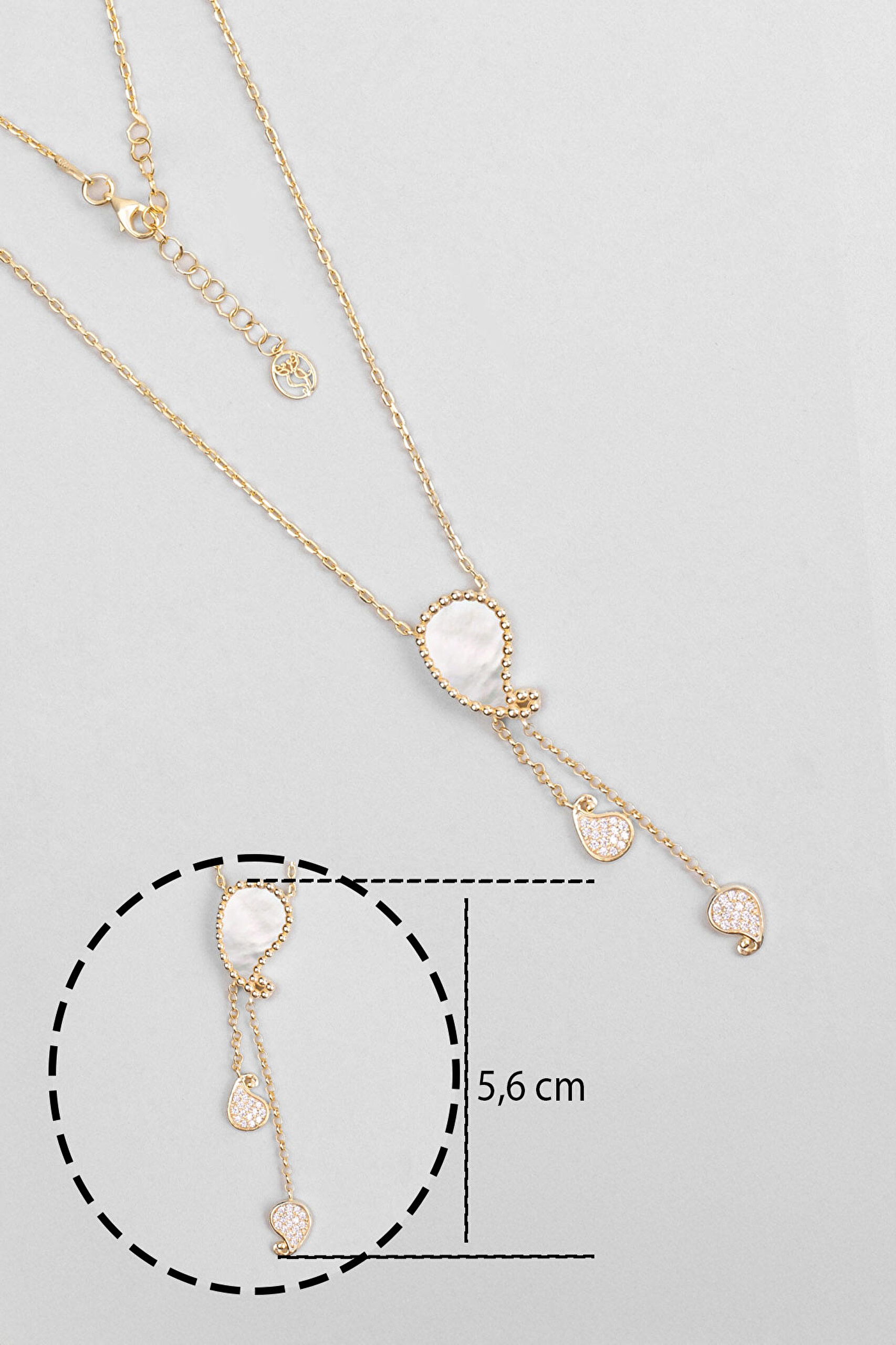 ⁠ Mavera 18 Ayar Sarı Altın Kaplama 55 Cm Gümüş Sedef Kolye_2}