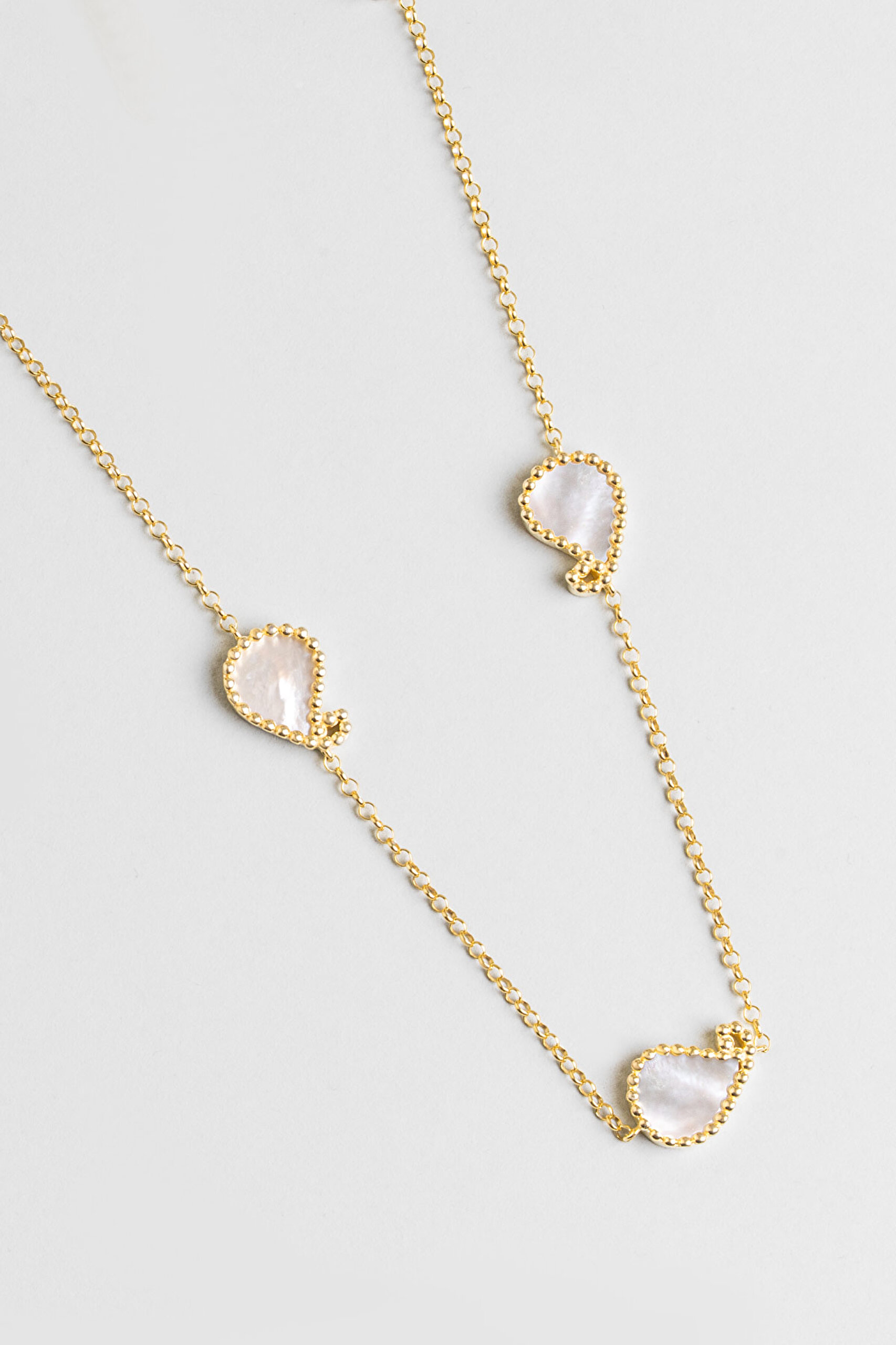 ⁠ Nalira 18 Ayar Sarı Altın Kaplama 62 Cm Gümüş Sedef Kolye_4}