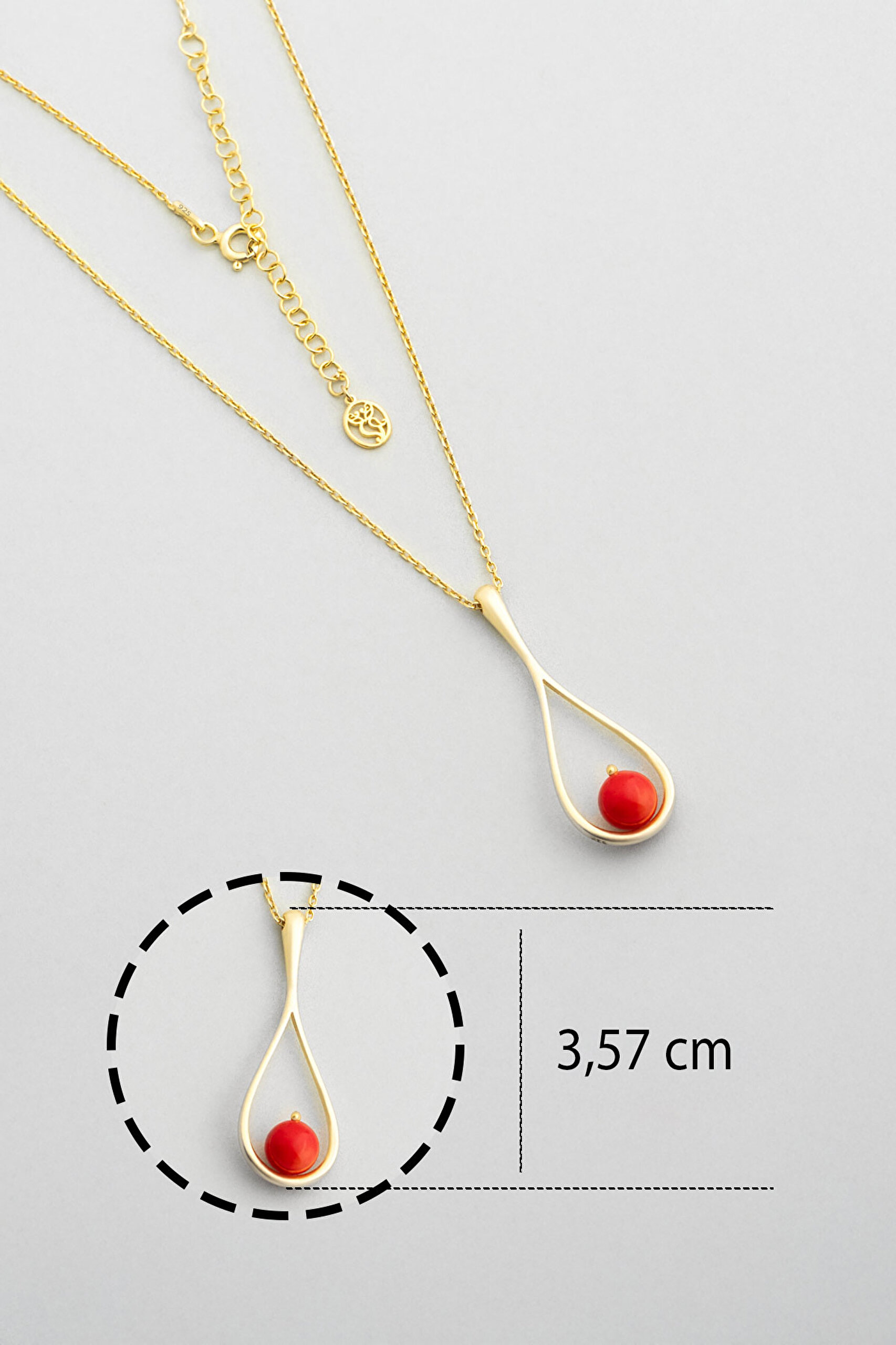 ⁠ Mercan Rüyası 18 Ayar Sarı Altın Kaplama 45 Cm Gümüş Kolye_2}