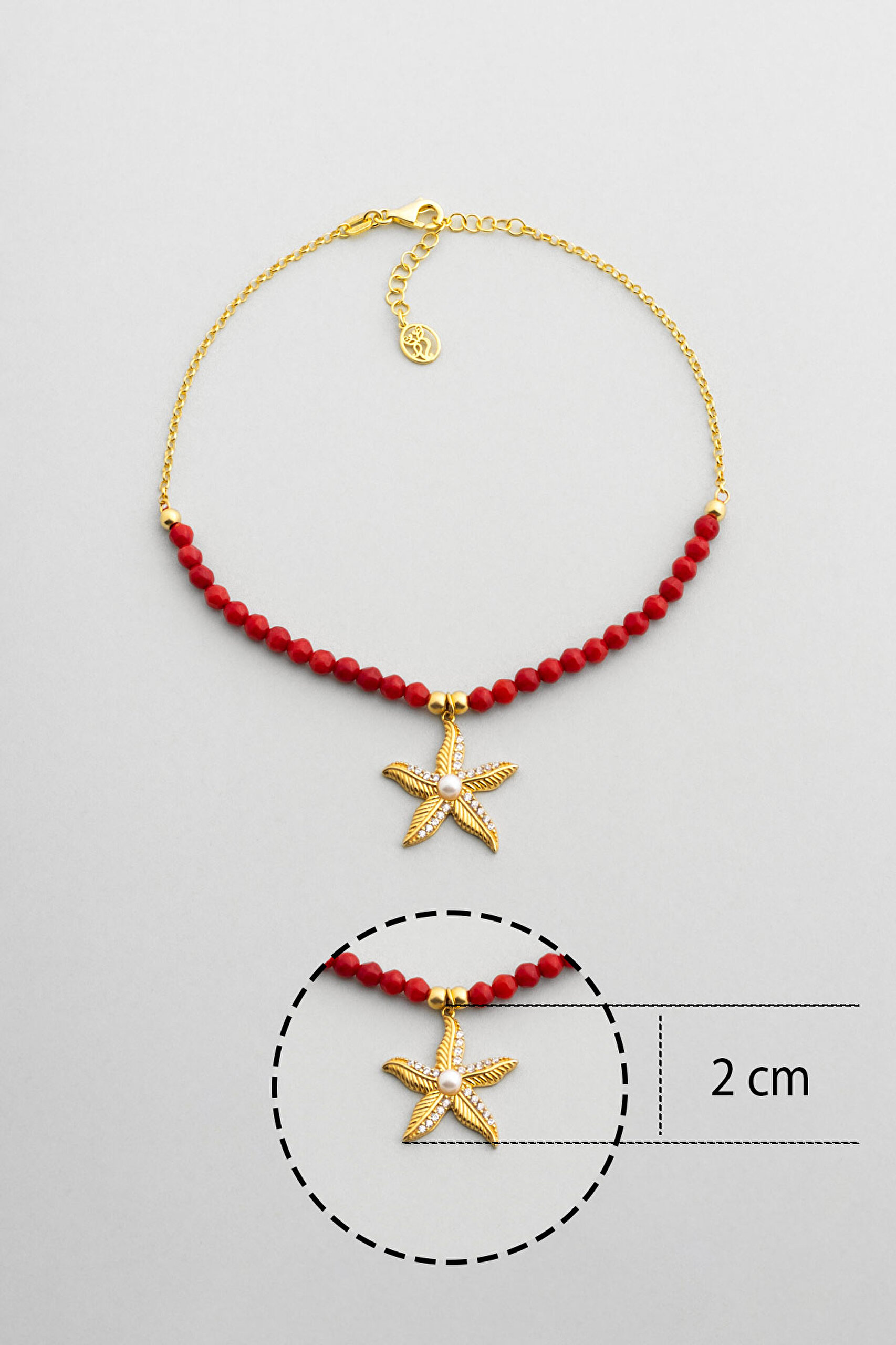 ⁠ Mercan Yıldızı 18 Ayar Sarı Altın Kaplama 25 Cm Gümüş Hal Hal_2}