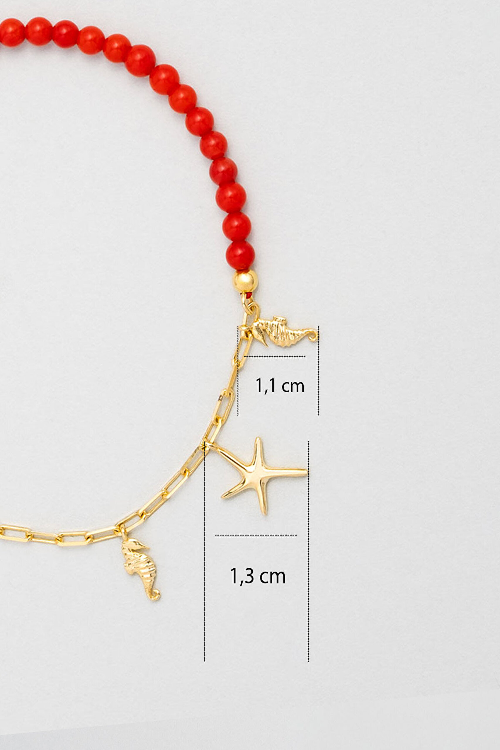 Mistik Mercan 18 Ayar Sarı Altın Kaplama 19 Cm Gümüş Bileklik - 2