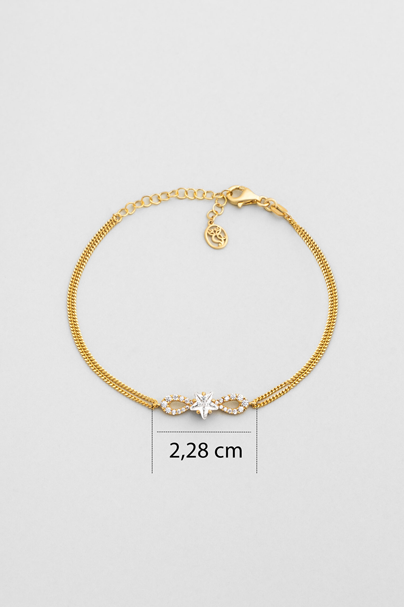 ⁠ Yıldız Tanrıçası 18 Ayar Sarı Altın Kaplama 18 Cm Gümüş Bileklik_2}