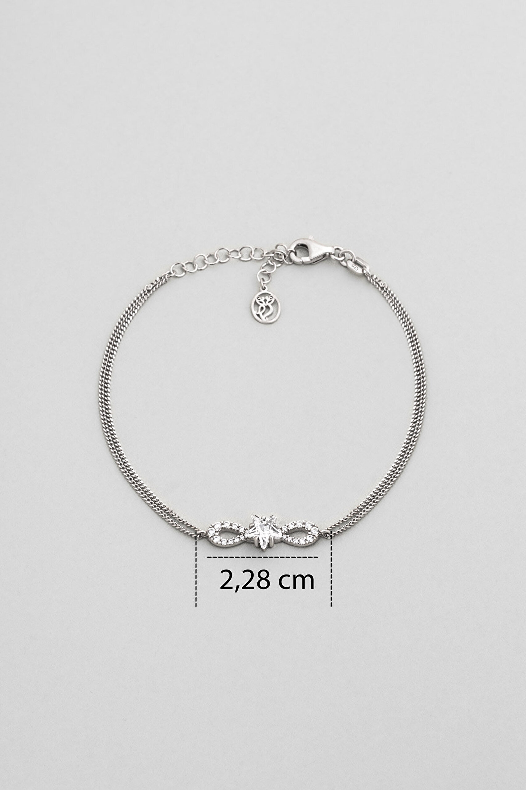 Yıldız Tanrıçası 18 Ayar Beyaz Altın Kaplama 18 Cm Gümüş Bileklik - 2