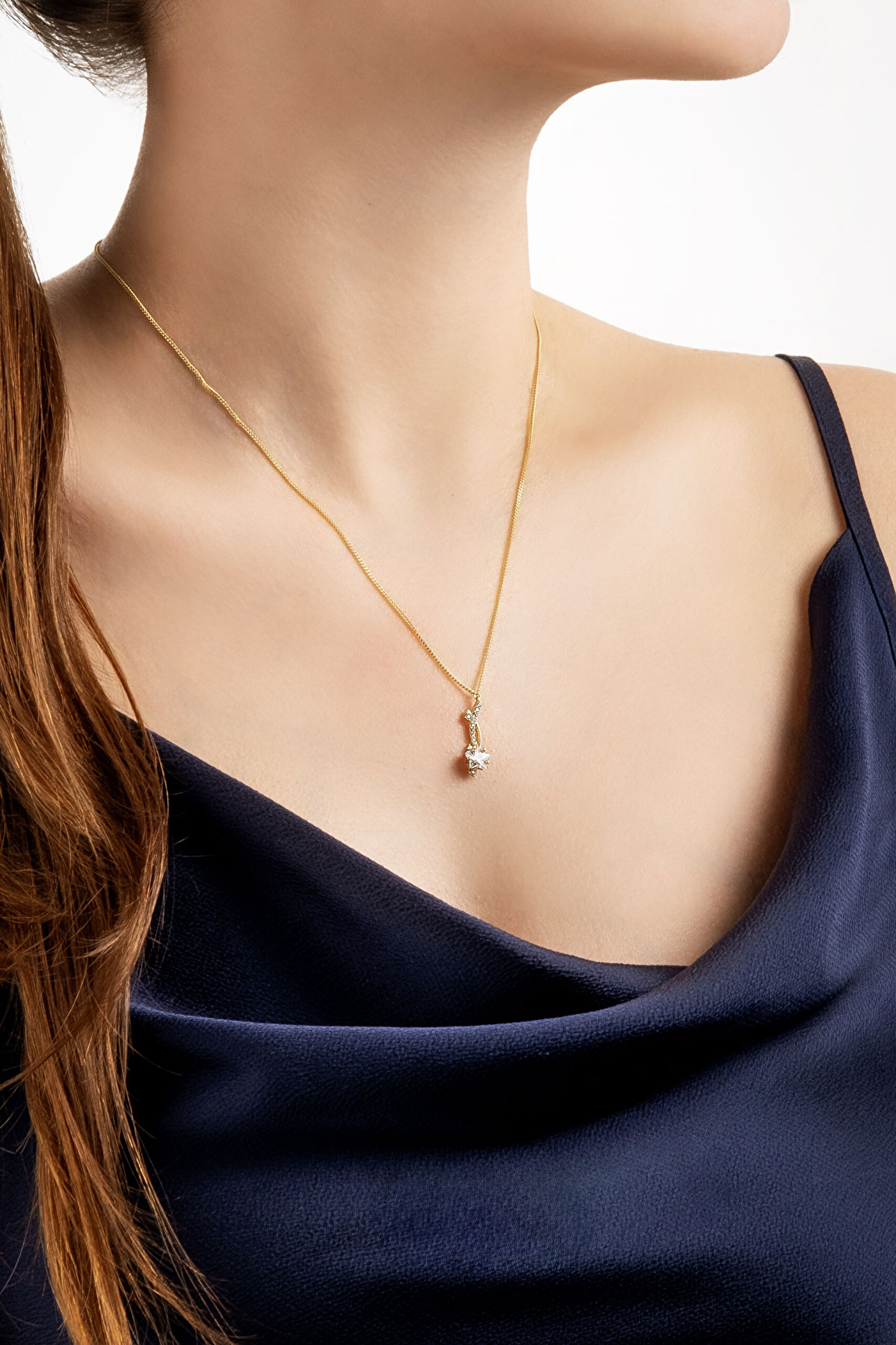 ⁠ Şans Yıldızı 18 Ayar Sarı Altın Kaplama Gümüş Kolye_3}