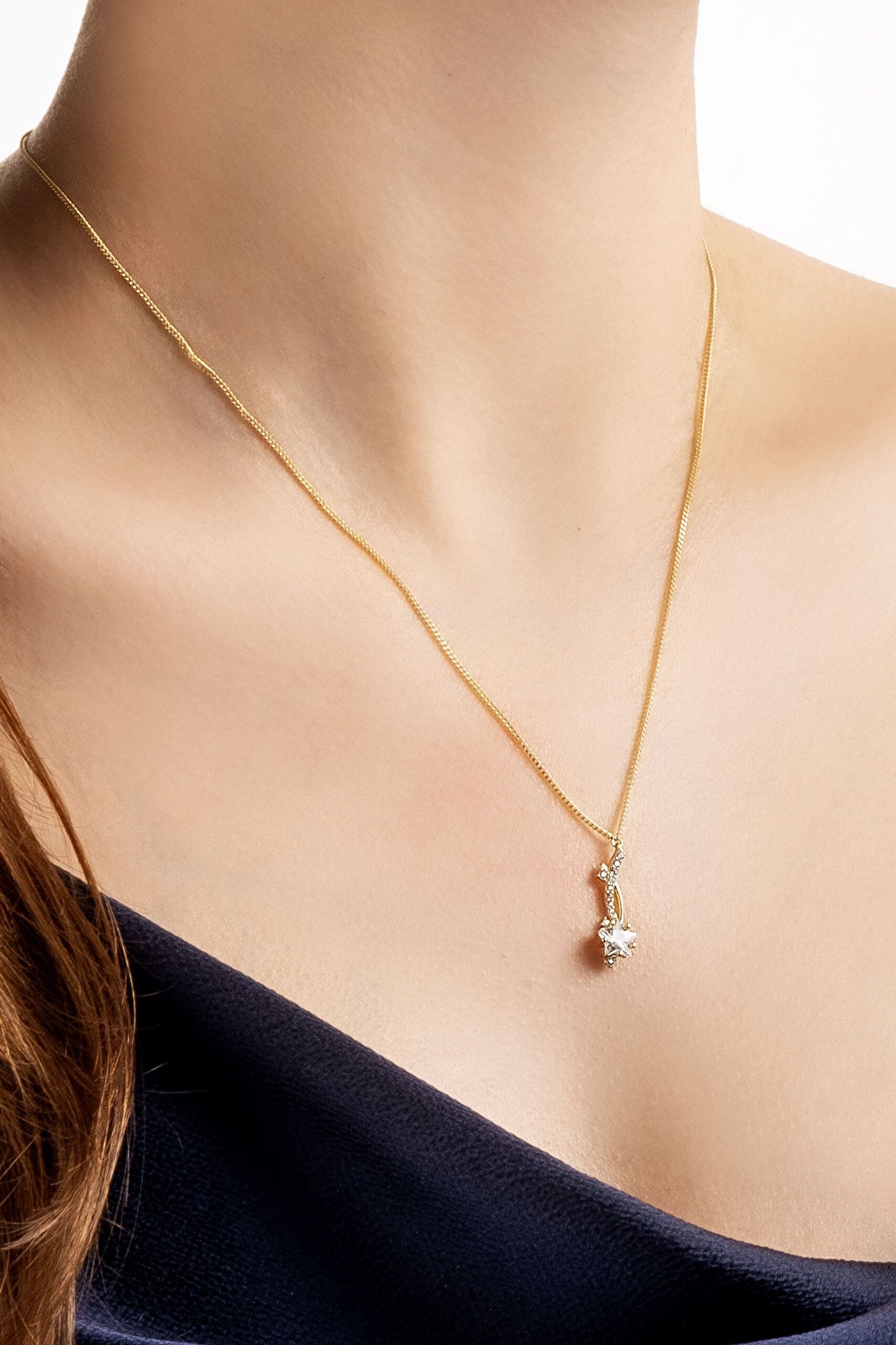 ⁠ Şans Yıldızı 18 Ayar Sarı Altın Kaplama Gümüş Kolye_1}