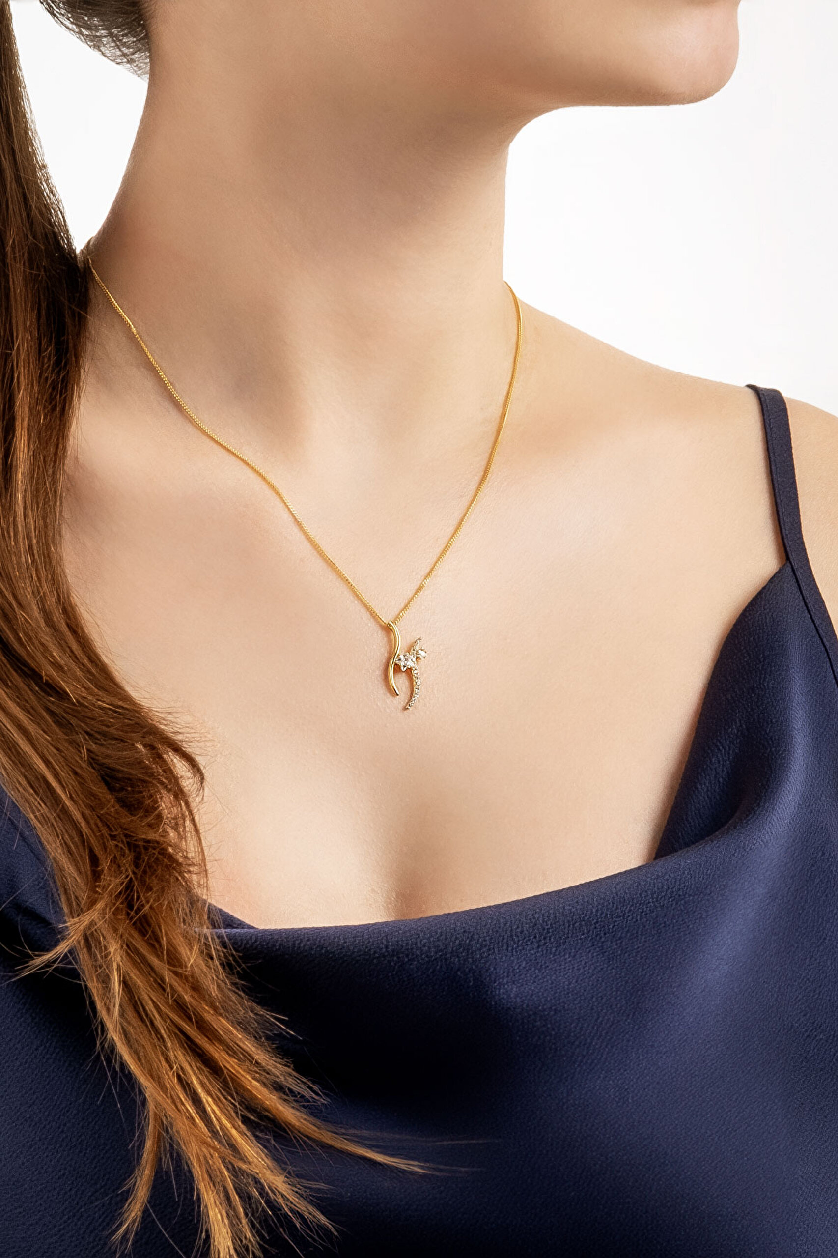 ⁠ Yıldız Dansı 18 Ayar Sarı Altın Kaplama 44 Cm Gümüş Kolye_3}