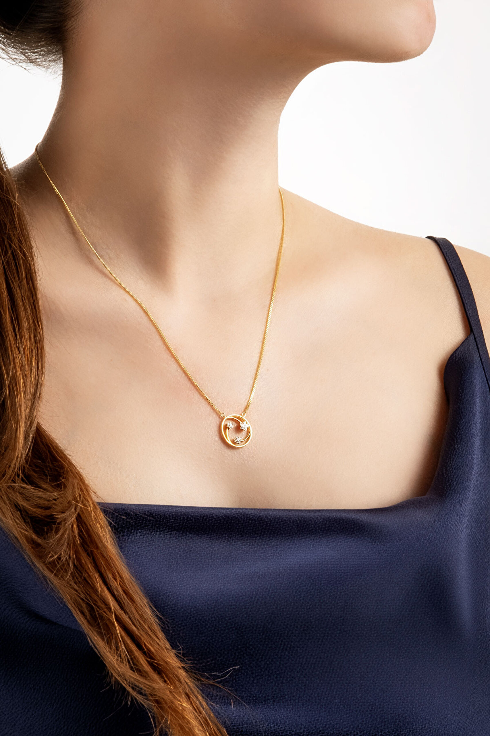 ⁠ Yıldızlar Geçidi 18 Ayar Sarı Altın Kaplama 45 Cm Gümüş Kolye_3}